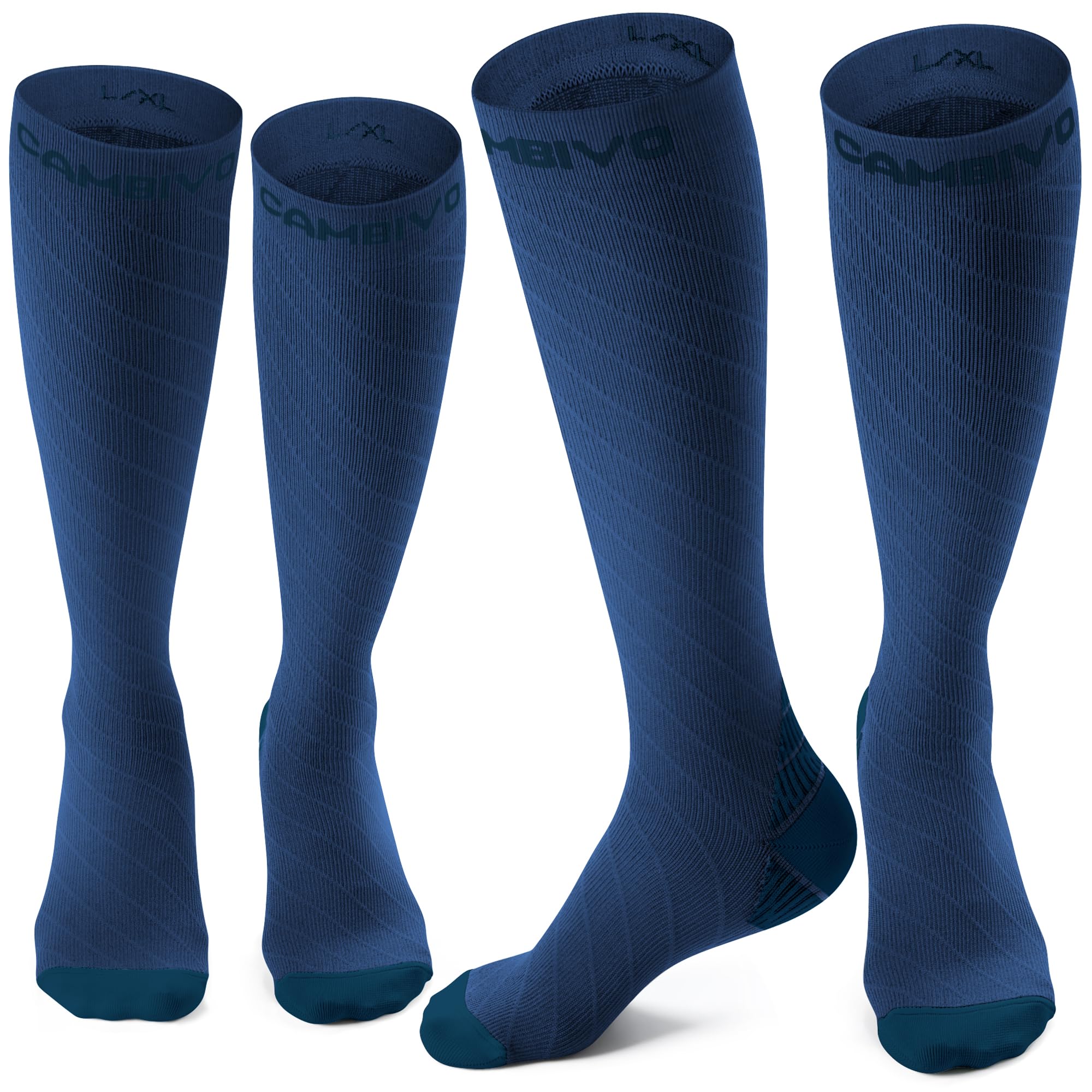 CAMBIVO Compression Socks for Women & Men 2 Pairs, Flight Socks Compression Stockings Running Socks for Calf & Ankle Support, Sports, Flying, Maternity Pregnancy, Nurses, Travel