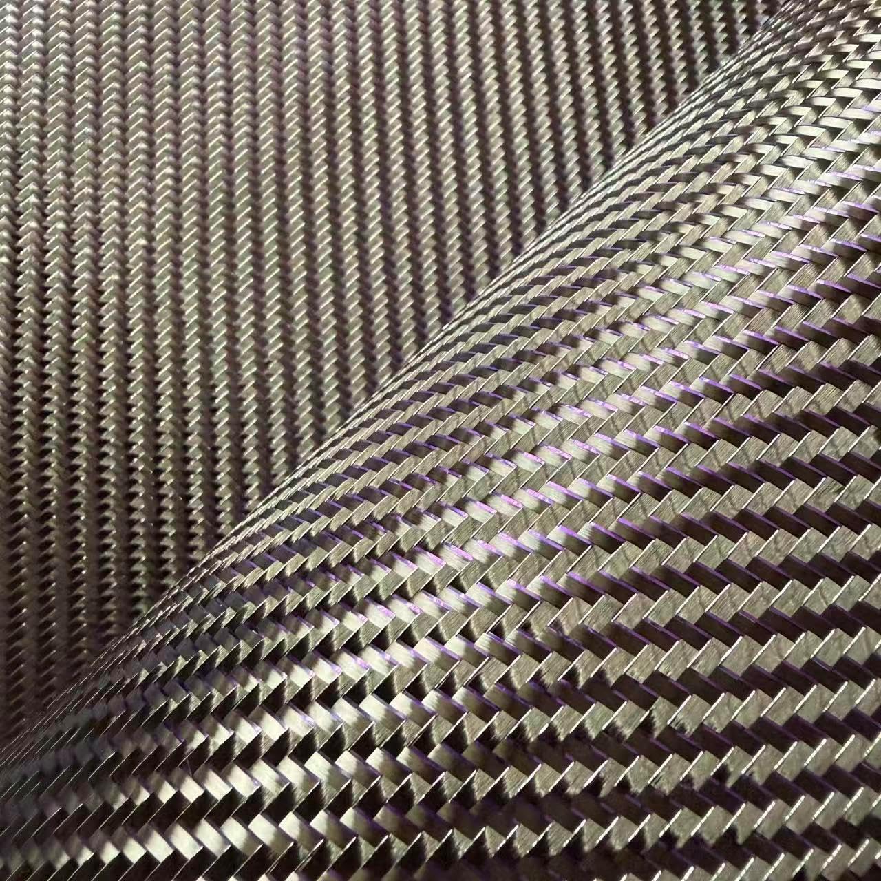 3K 200g 2x2 Twill Plain Weave Real Carbon Fiber Mixed with Metal Wire Woven Small-Sized Sample Purple Thread Fabric (Purple, 20in x 40in)