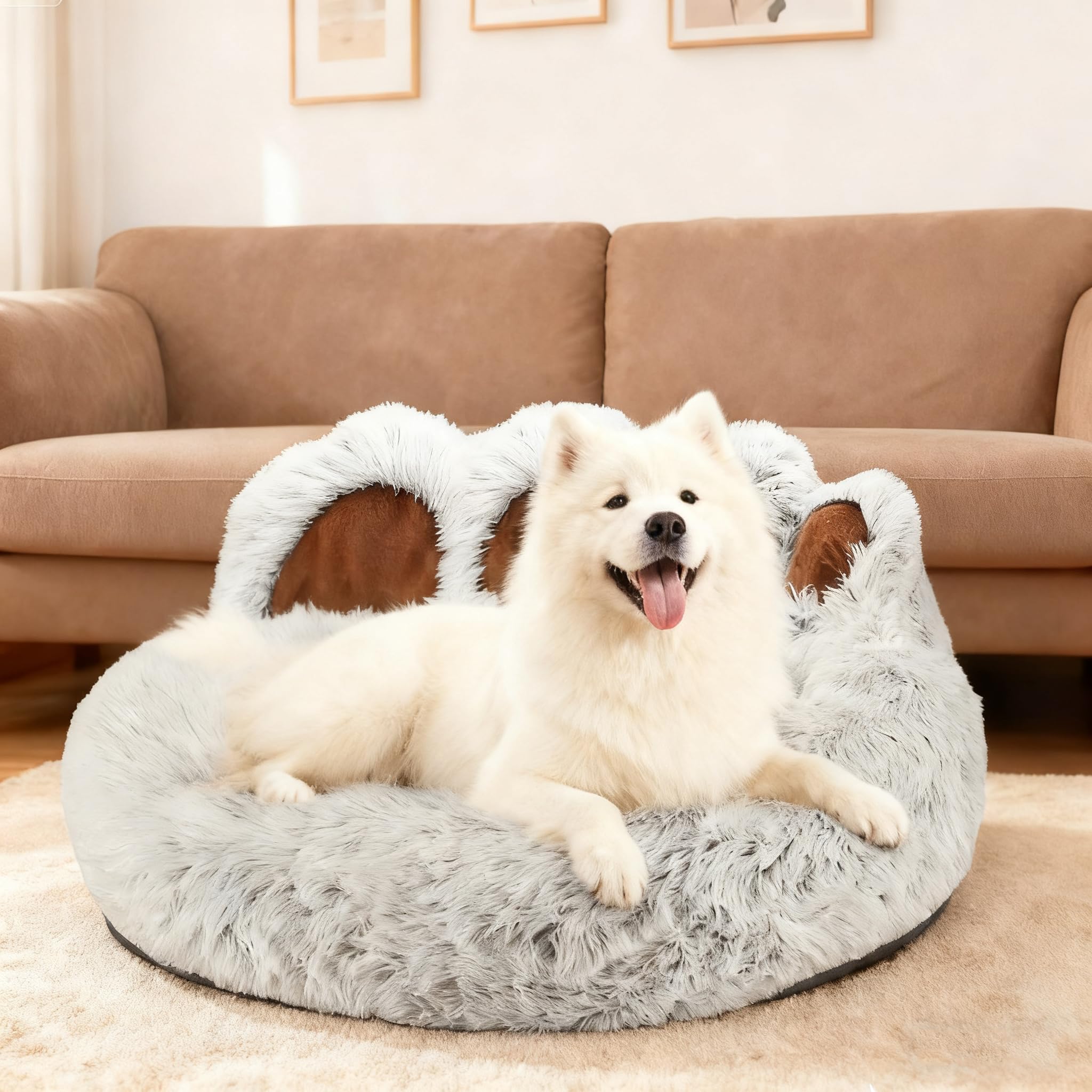 Lettino per Animali Domestici Letto Ortopedico per Gatti e Cani Cuccia Cane Interno Morbida e calda Adorabile cuccia per cani a forma di zampa d'orso di piccola e media (Grigio chiaro, 65cm)