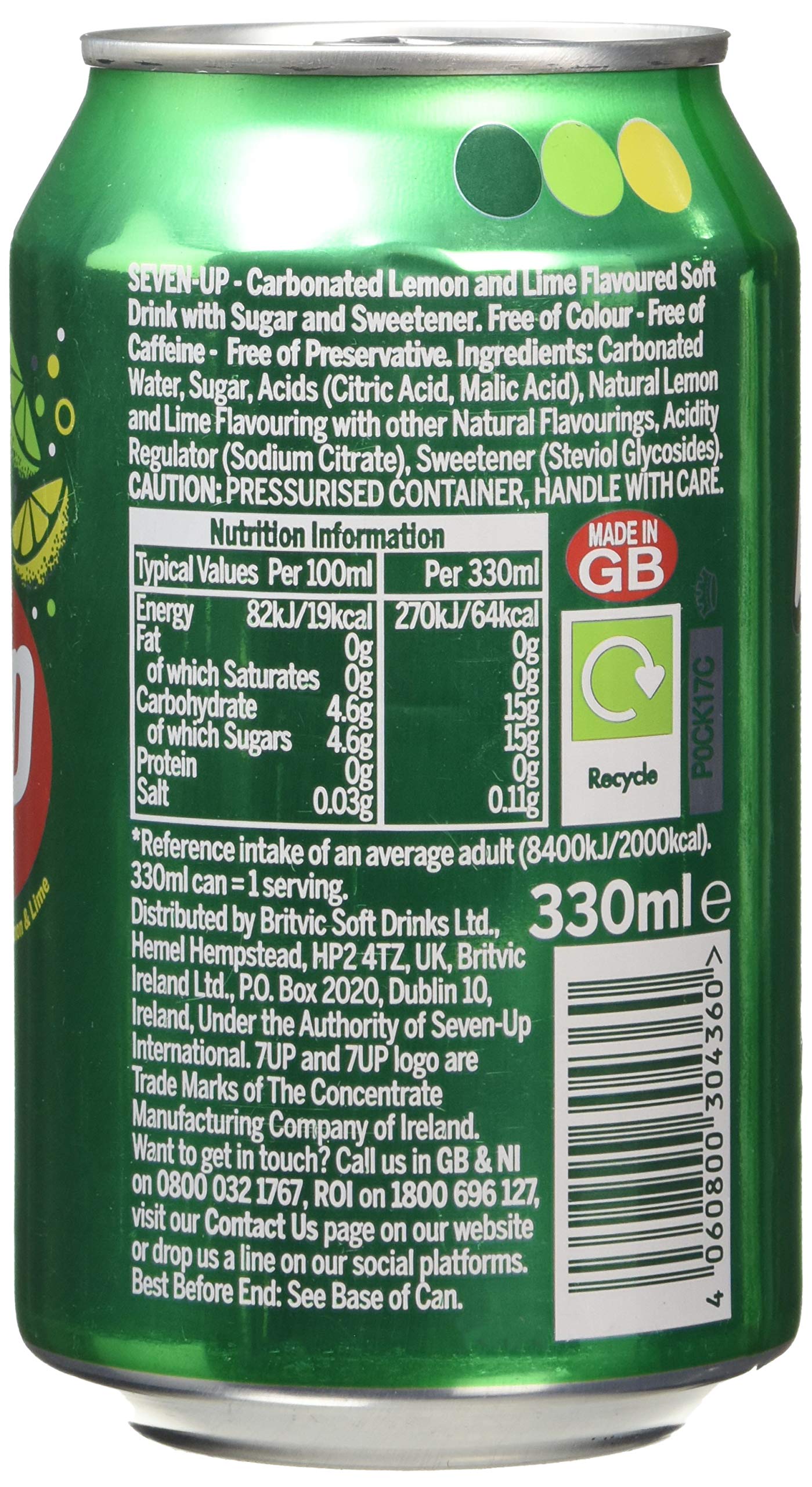 7UP Reguläre 330 ml Dosen (24 Stück)
