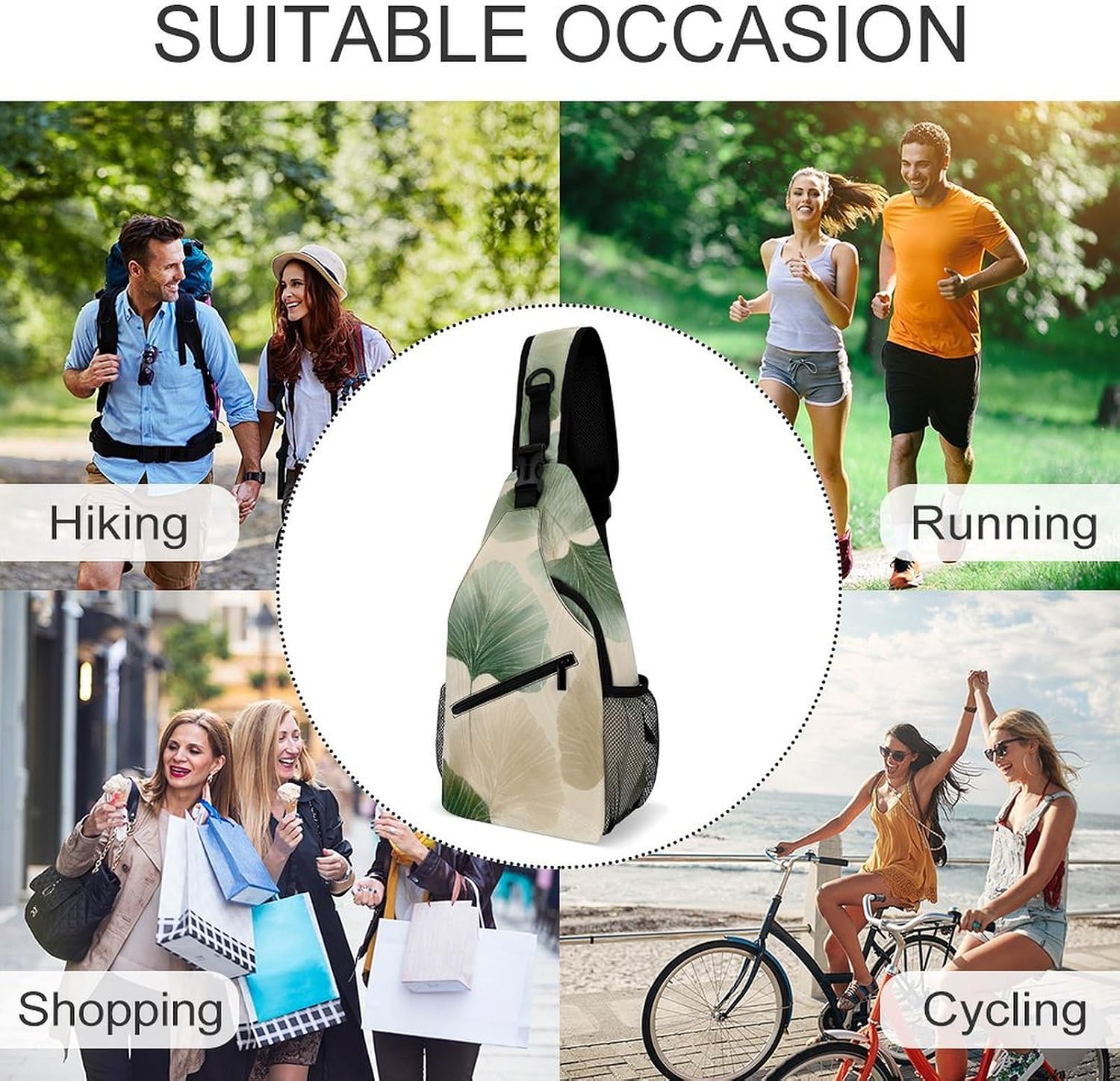 Maple Leaves Sling Crossbody Bag Lightweight Chest Shoulder Backpack for Outdoor Sports