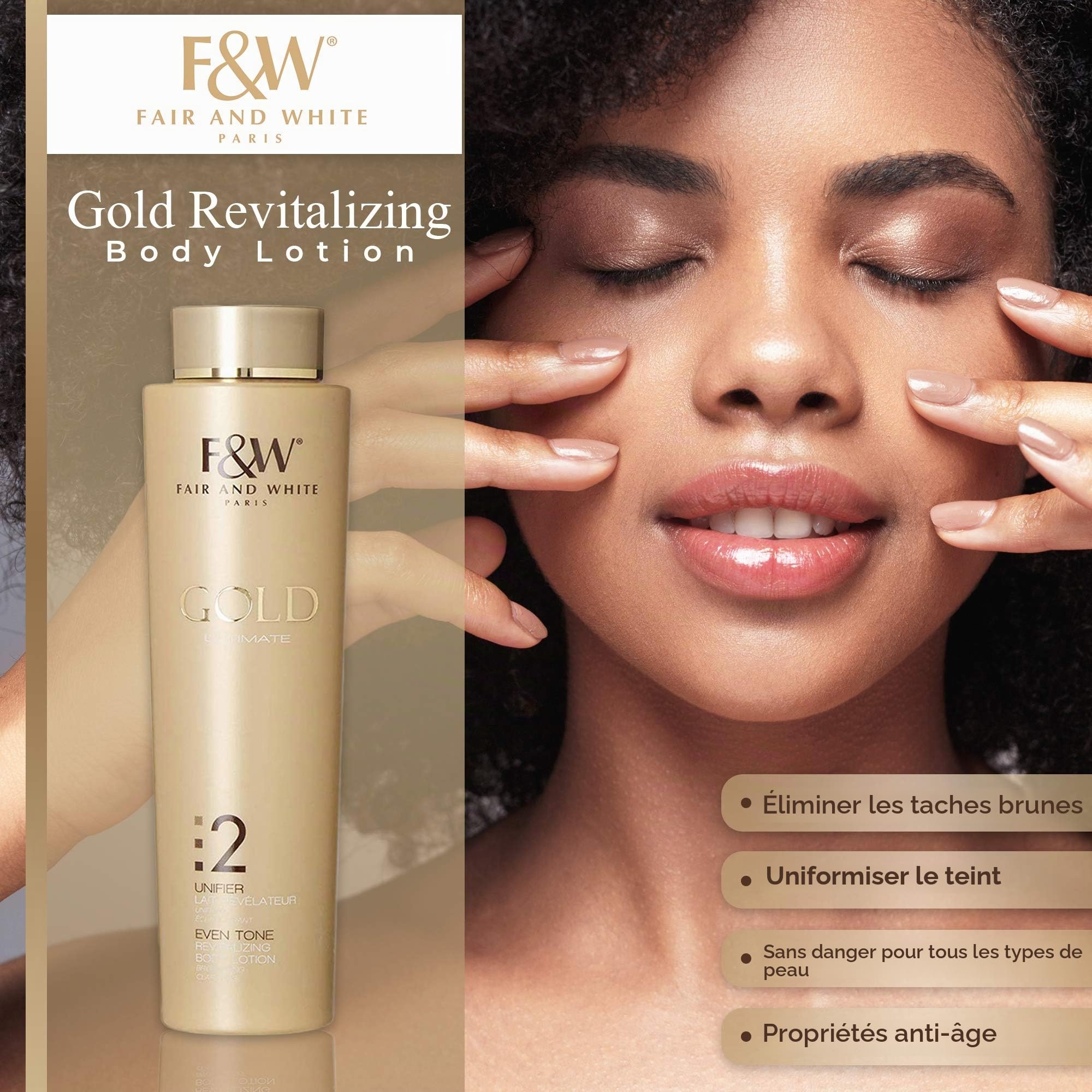 Fair&White Gold Revitalizing Body Lotion 17.6 oz/500ml by Fair & White Paris