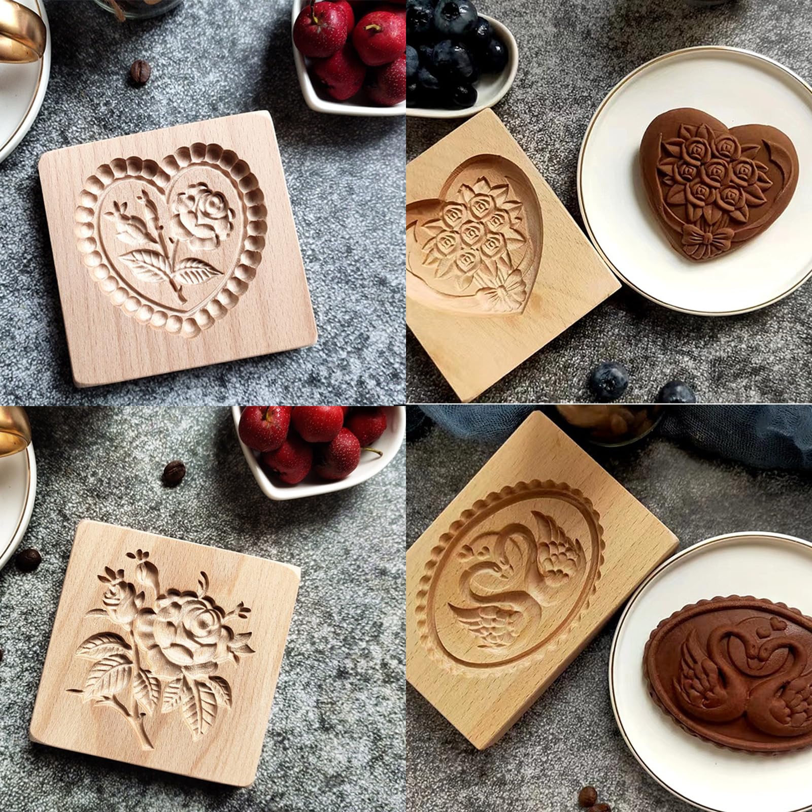Ausstechformen aus Holz, Lebkuchenform, lustiges Tier, Weihnachtsplätzchen, Backzubehör für Zuhause, Bäckerei (3–5 Stück) (Christmas-B)