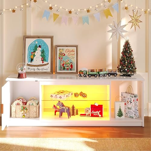 Miniatura 4 de Bestier Soporte de TV acanalado brillante para TV de 65 pulgadas, centro de entretenimiento LED para juegos con gabinete para PS5 Xbox, consola de