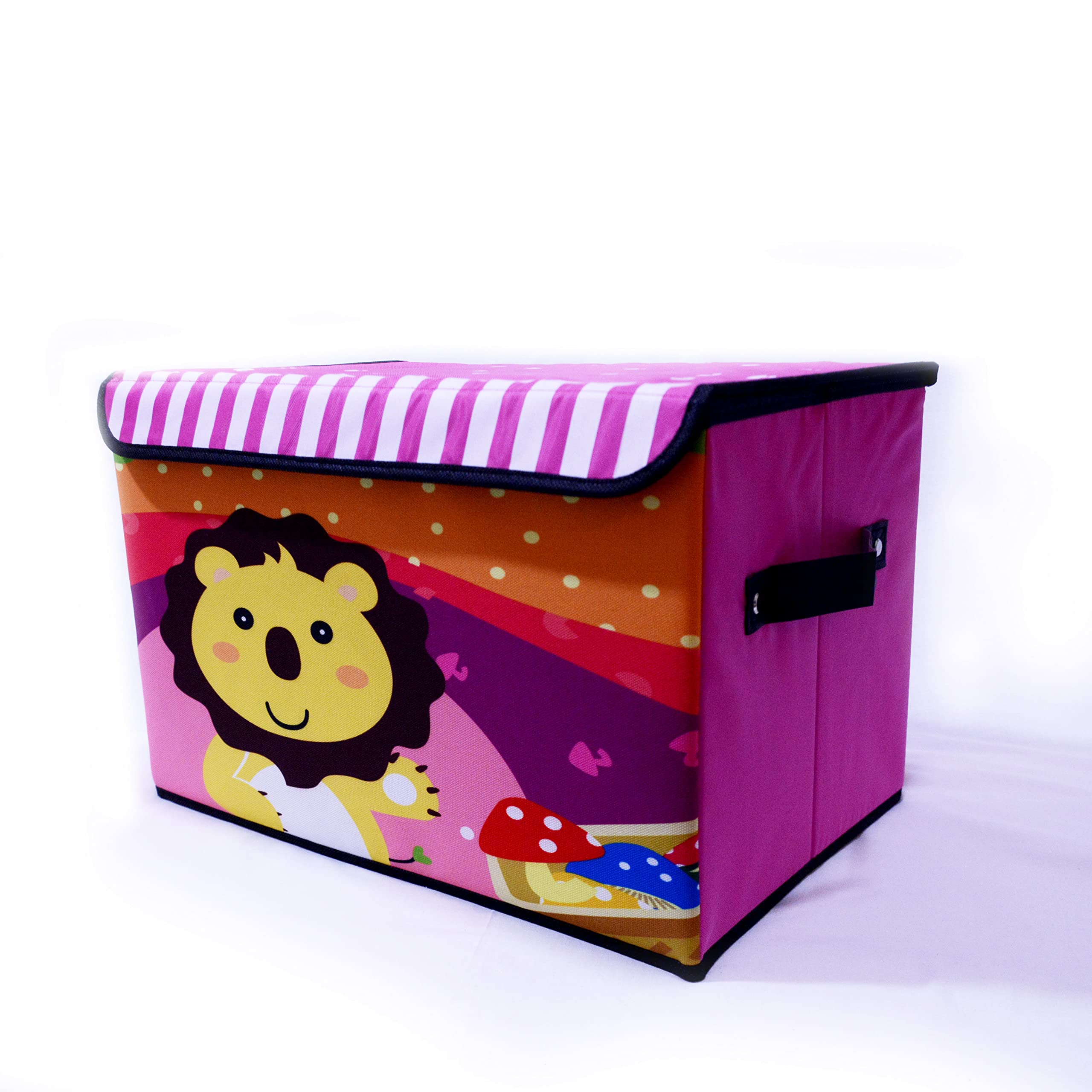 TARZ Foldable Large Kids Toy Chest with Flip-Top Lid, Collapsible Fabric Animal Toy Storage Organizer/Bin/Box/Basket/Trunk for Toddler with Lid Children and Baby Nursery (Lion)