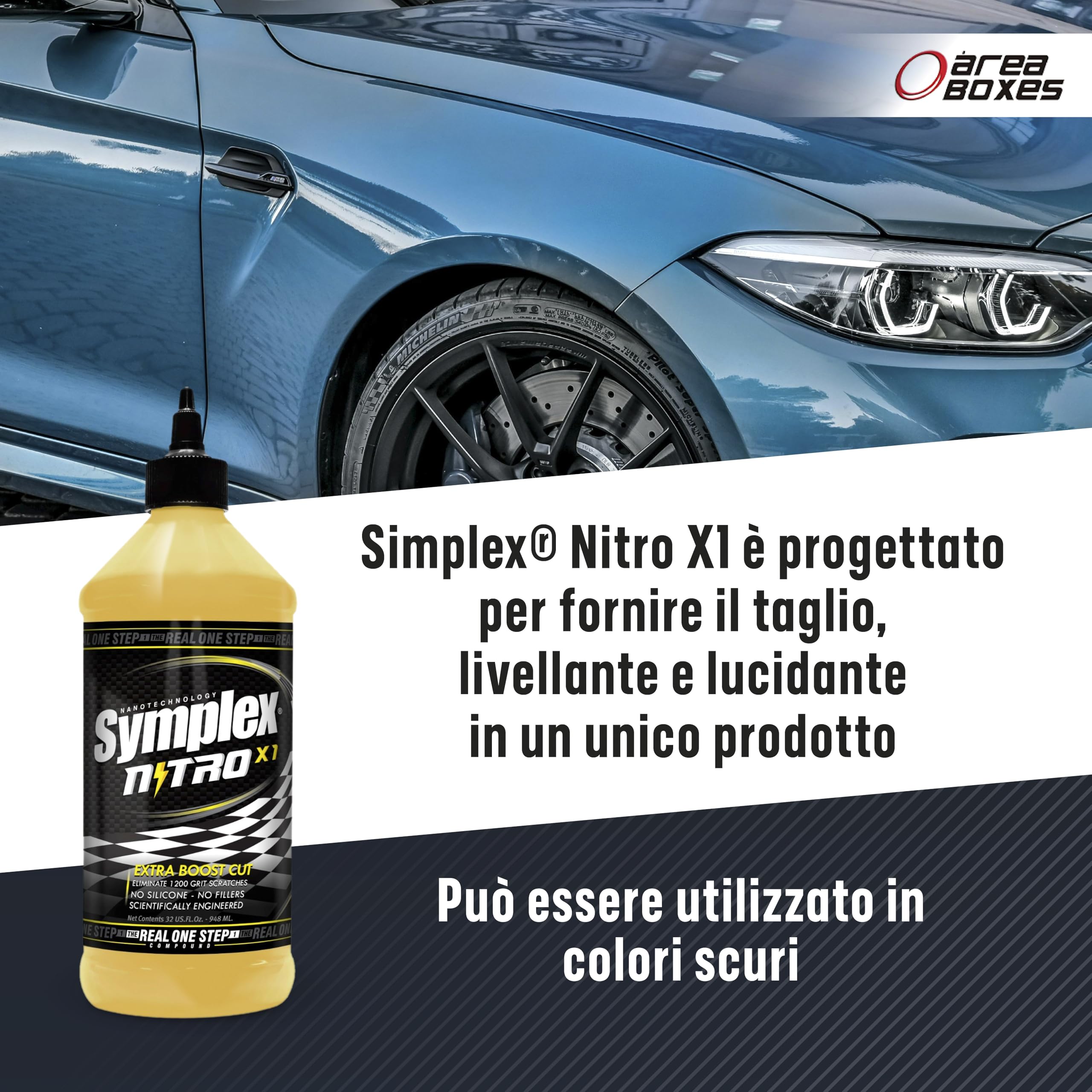 Lucido Per Auto High Cut, 950ml [Nitro X1] Composto 3 in 1 "One Step". Riparazione Graffi, Senza Silicone. Rimuove I Graffi. Non Macchia. [Taglio, Livellamento E Sigillatura Con Elevata Brillantezza]