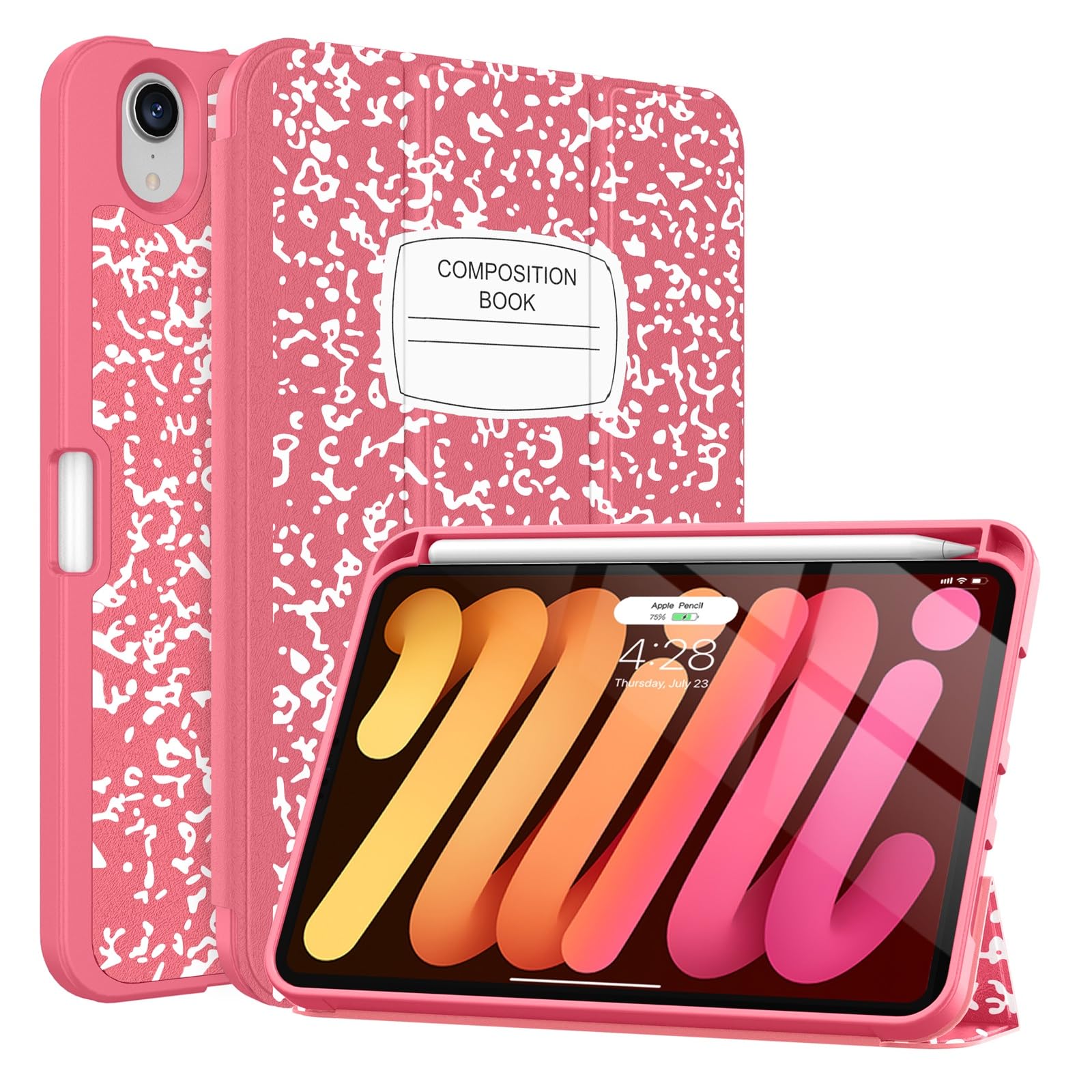 Soke Case for iPad mini 7(A17 Pro) 2024/iPad Mini 6 2021 8.3 inch with Pencil Holder-[Pencil Charging + Auto Wake/Sleep], Soft TPU Back Cover for iPad