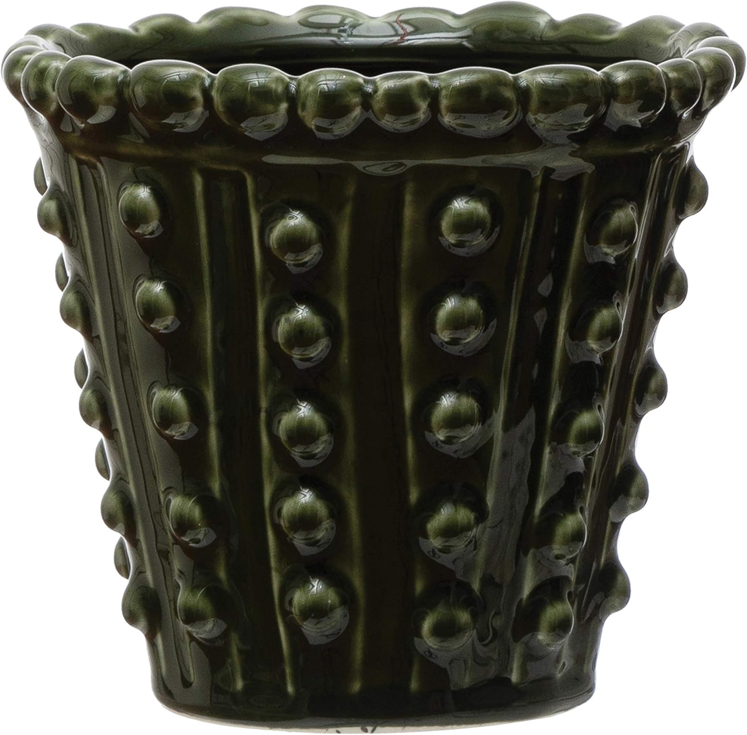 Creative Co-Op Stoneware Hobnail, Green (Holds 5 Planter Pot