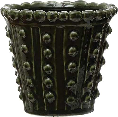 Creative Co-Op Hobnail de gres, verde (maceta de 5 pulgadas con capacidad para maceteros