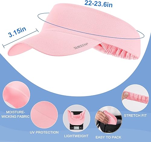 Miniatura 5 de Sukeen Visera elástica refrescante de tamaño libre con protección UV, visera pico para golf, tenis, ciclismo, correr