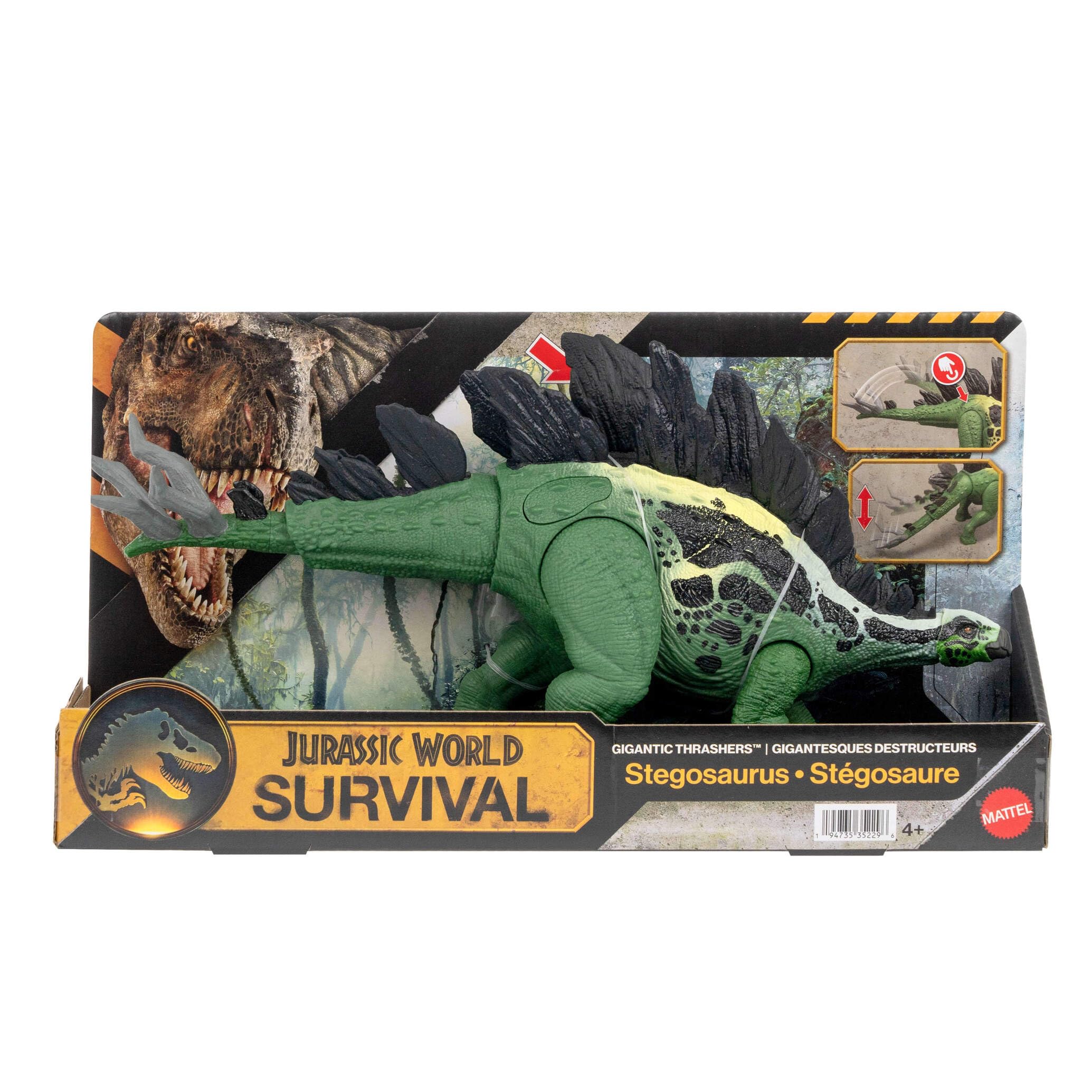 Mattel Jurassic World Grandes embestidas Estegosaurio Grande Juguete de Figura de Dinosaurio con 2 Funciones de Ataque y evolución, Juego Digital, JKL85