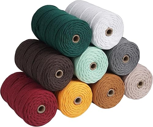Miniatura 29 de NOANTA - Cuerda de macramé color marrón amarillento, 1/8 pulgadas (3 mm) x 109 yardas (100 metros), cuerda de algodón colorido para colgar