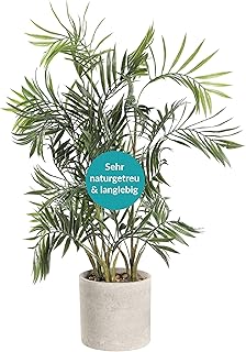 EGLO LIVING Kunstpflanze Tobetsu, 75 cm, künstliche Zimmerpflanze Palme im Topf, naturgetreue Wohnzimmer Deko Pflanze, Kunstpalme groß, grüner Kunststoff und brauner Paper Pulp