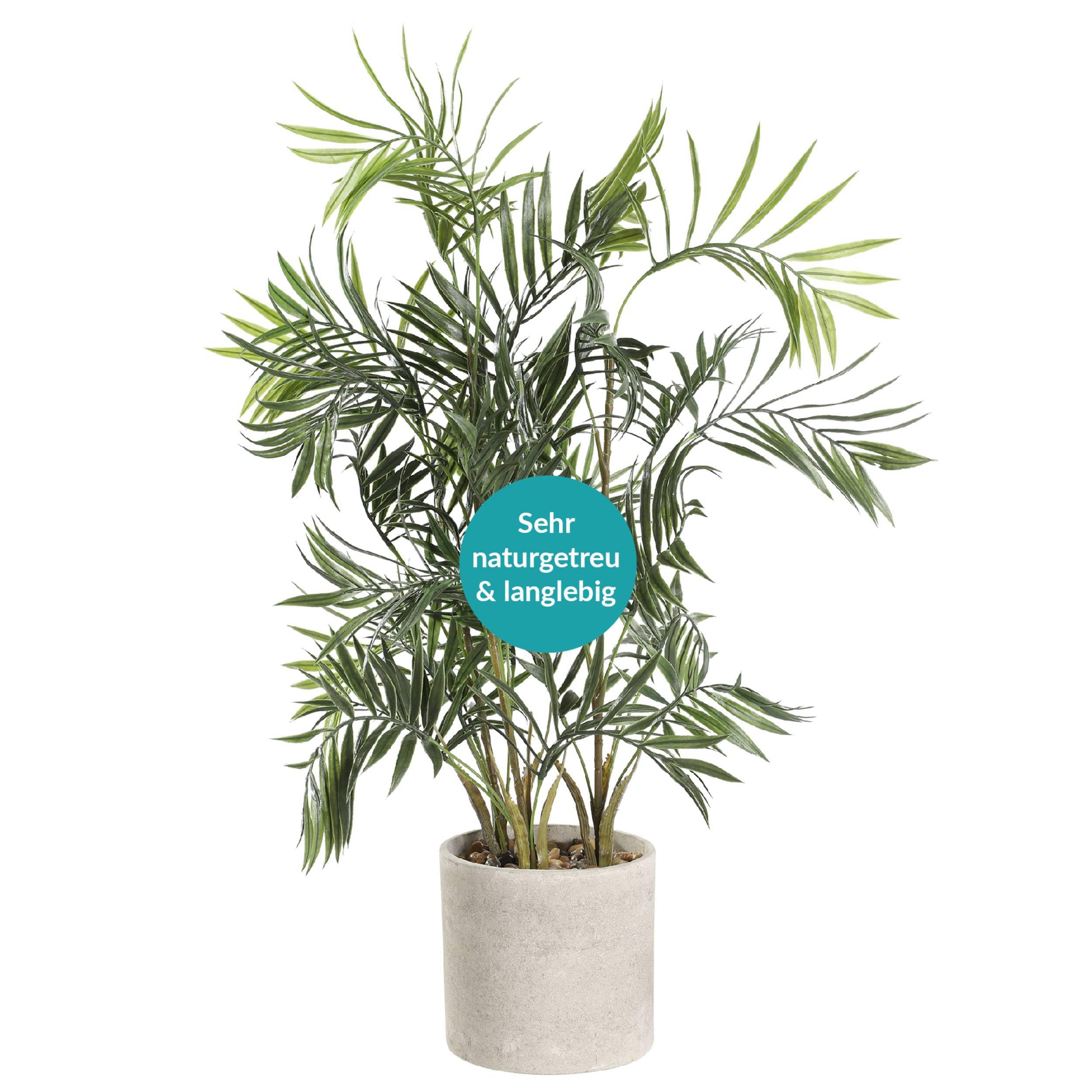 EGLO LIVING Kunstpflanze Tobetsu,75 cm künstliche Zimmerpflanze | Palme im Topf, naturgetreue Wohnzimmer Deko Pflanze, Kunstpalme groß, grüner Kunststoff und Paper Pulp