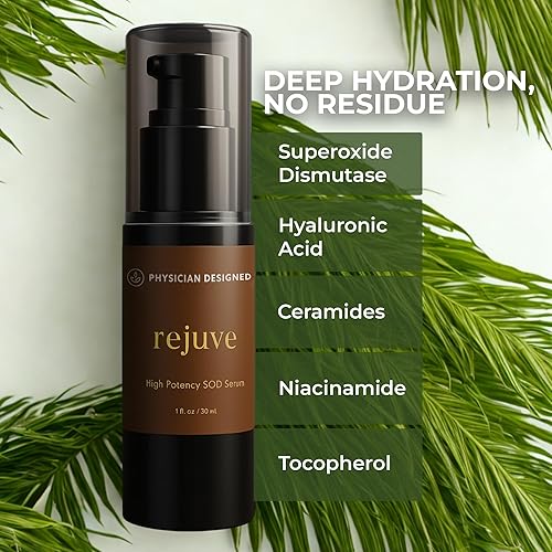 Miniatura 3 de Rejuve Superóxido Dismutasa Suplemento Suero antiarrugas de alta potencia con suplemento SOD y ácido hialurónico, hidratación profunda y fórmula