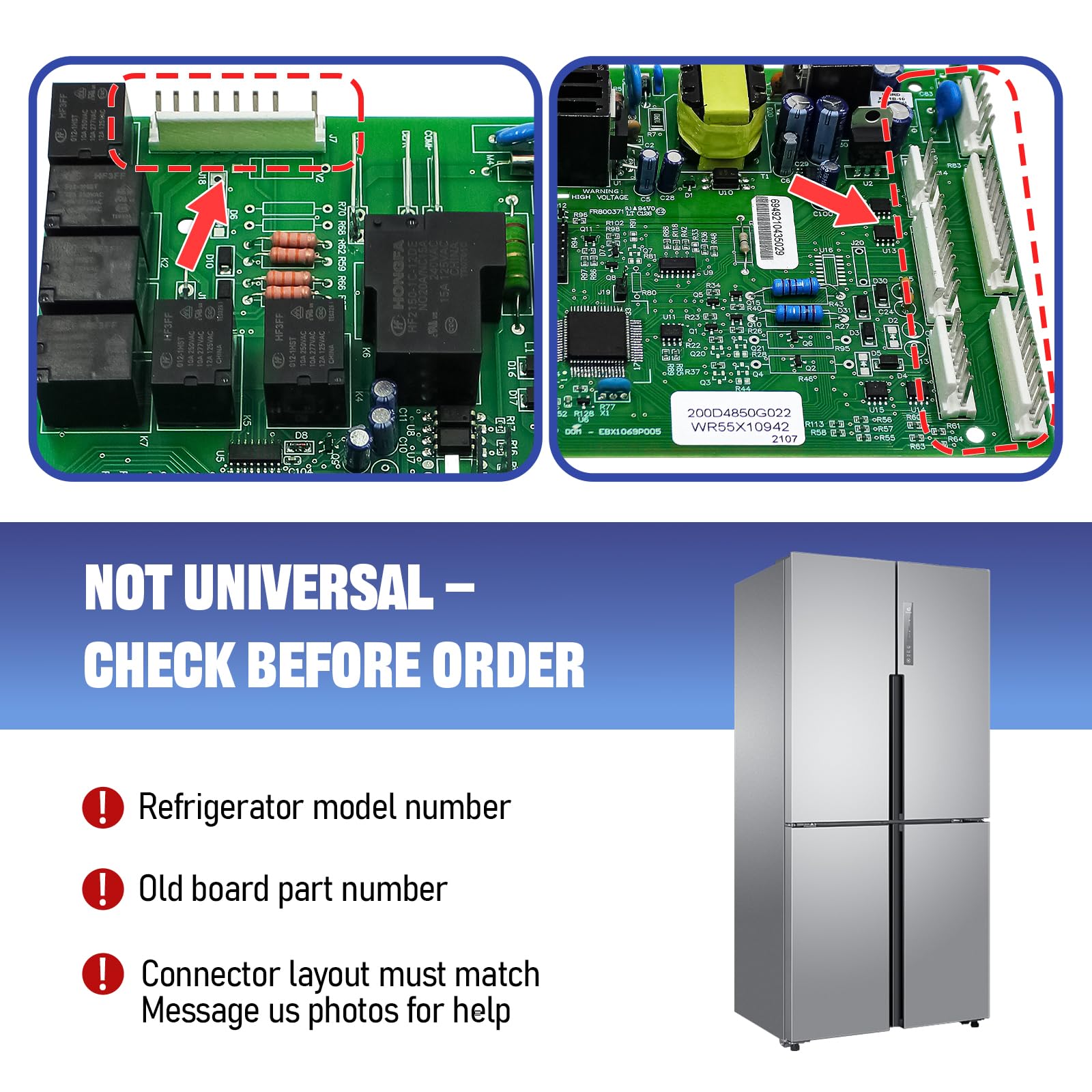 Carte de commande de rechange WR55X10942 WR55X10942C pour réfrigérateur GE WR55X10942P WR55X11130 WR55X10552 WR55X10656 WR55X10996 WR55X11072
