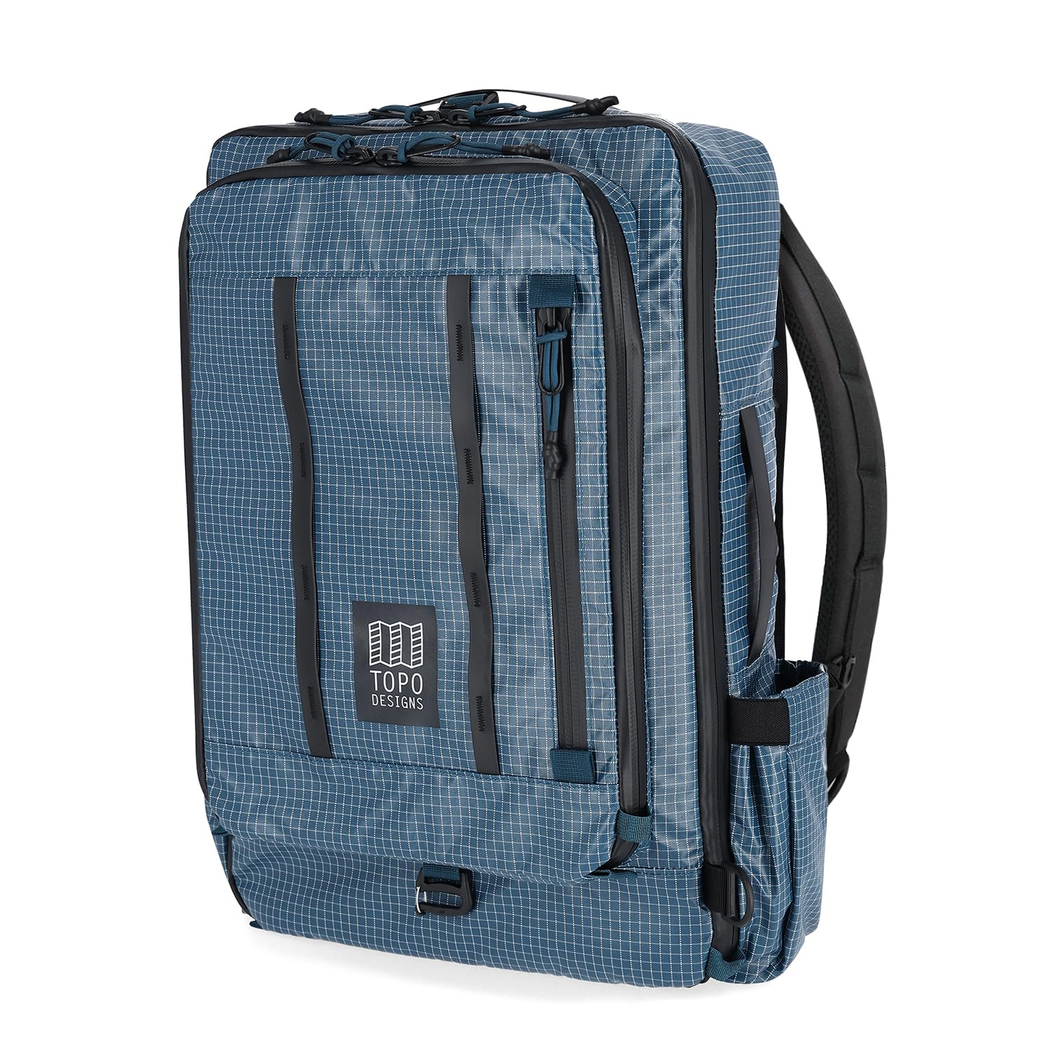 Topo Designs Global Travel Bag 30-40 Liter - Carry-on Compliant Versatile Pack, 3 Carry Options, External Laptop Sleeve (Eco-Friendly, 30L, Apex Pond Blue)