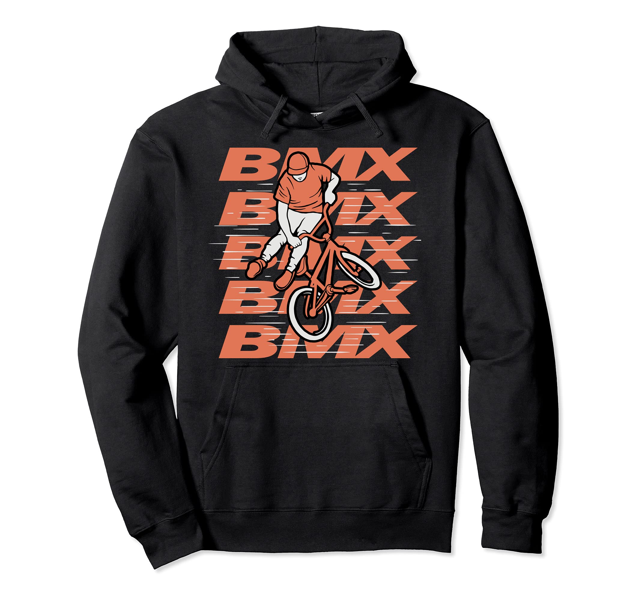 BMX Boy Rider Stunt Halfpipe Freestyle Jumping Bicycle Pullover Hoodie, Black