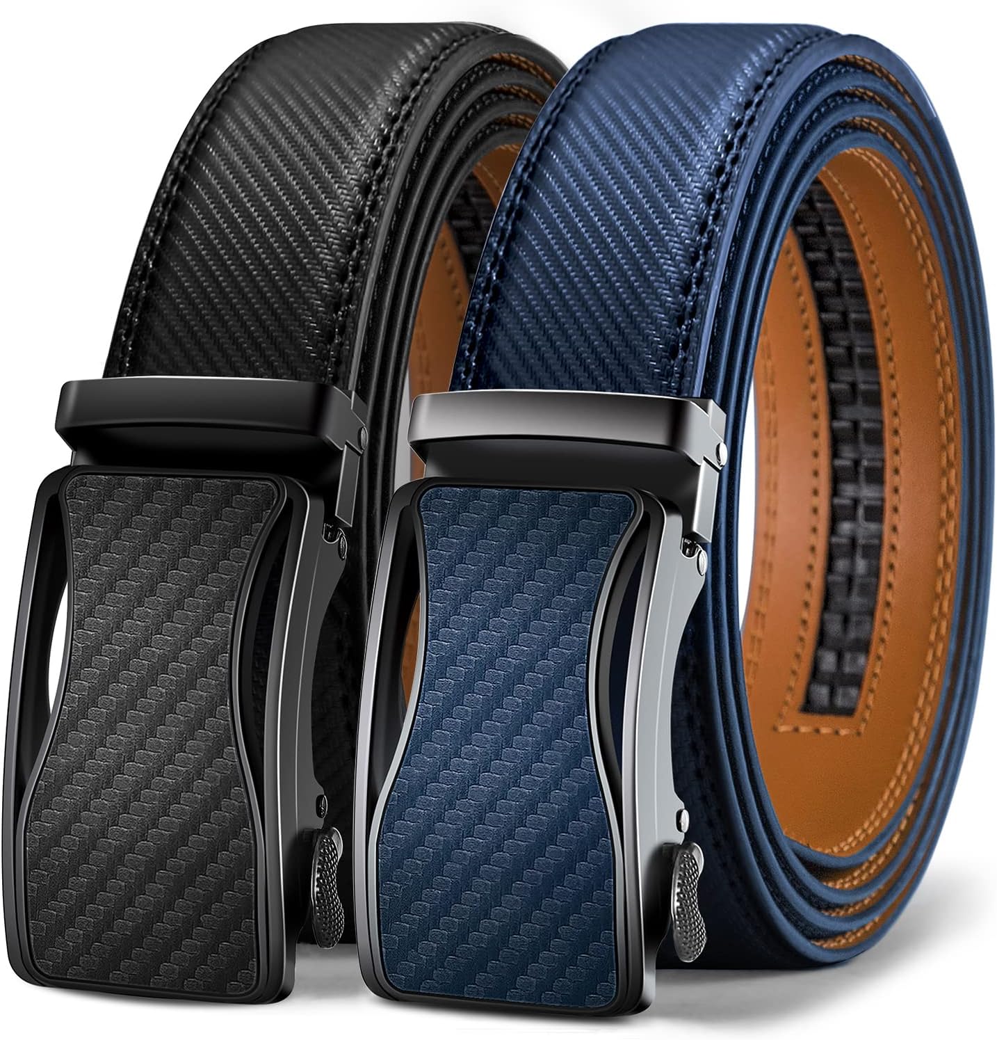 - Mens Ratchet Belt 2 Units,Sliding Belt For Gift Mens Dress Casual 1 3/8",Size Adjustable