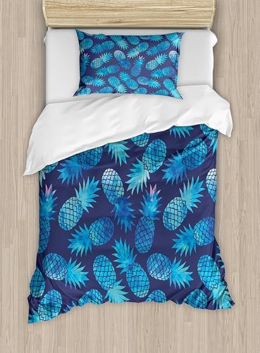 Miniatura 57 de Ambesonne Juego de funda de edredón de baloncesto, silueta de jugador de baloncesto, promoción de campeonato de competencia de atleta, juego de ropa