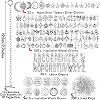 Vista 2 de Highergo 469 Pcs Bangles Bracelet Making Kit Link Chain Bracelet Charms with OT Toggle Clasp DIY