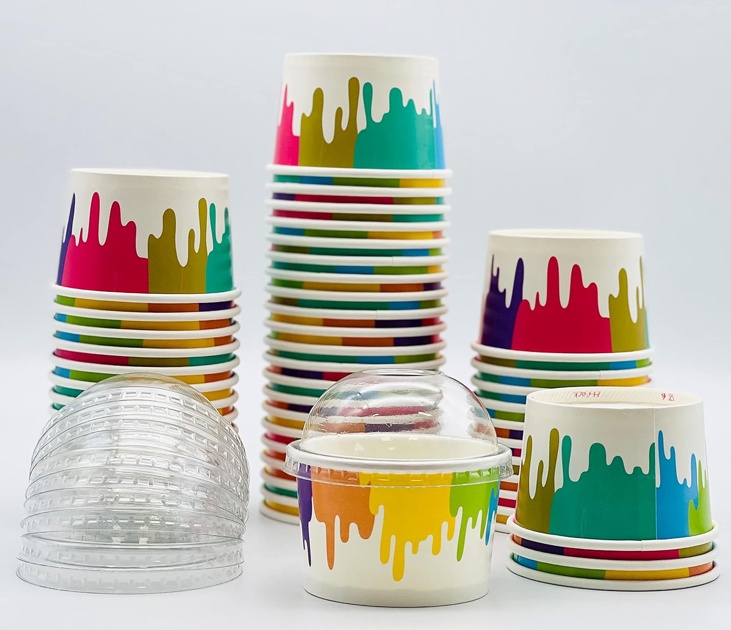 HOT BARGAINS 100 X 12Ooz Disposable Ice Cream tubs with Lids Paper Ice