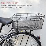 Panier de vélo arrière - Grand panier arrière de vélo avec filet de chargement et couverture imperméable, paniers de vélo en fil arrière grande capacité (NO Rack de vélo inclus)