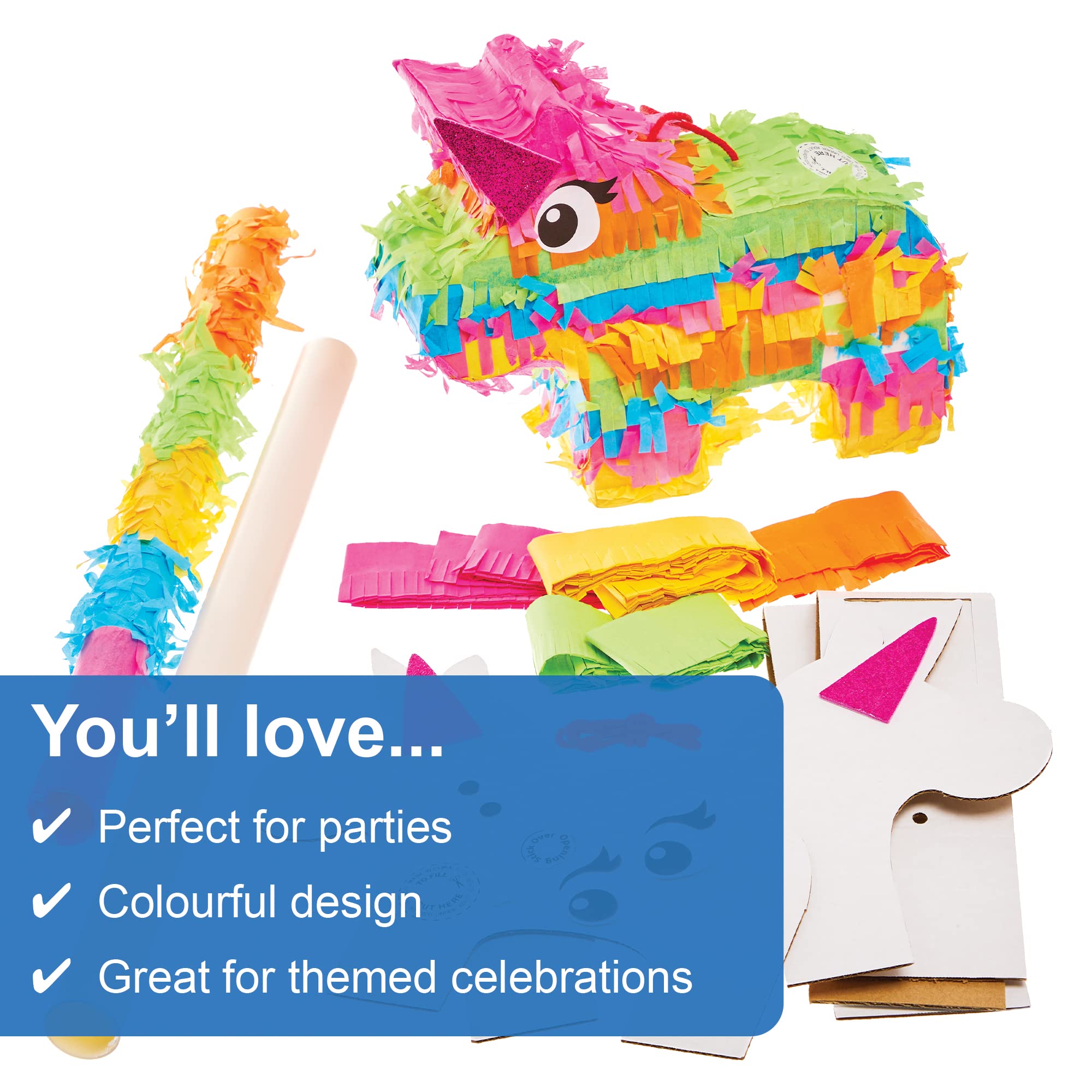 Baker Ross FX904 Rainbow Unicorn Pinata Kit - Pinata Game and Decoration for Kids Parties - Image 3