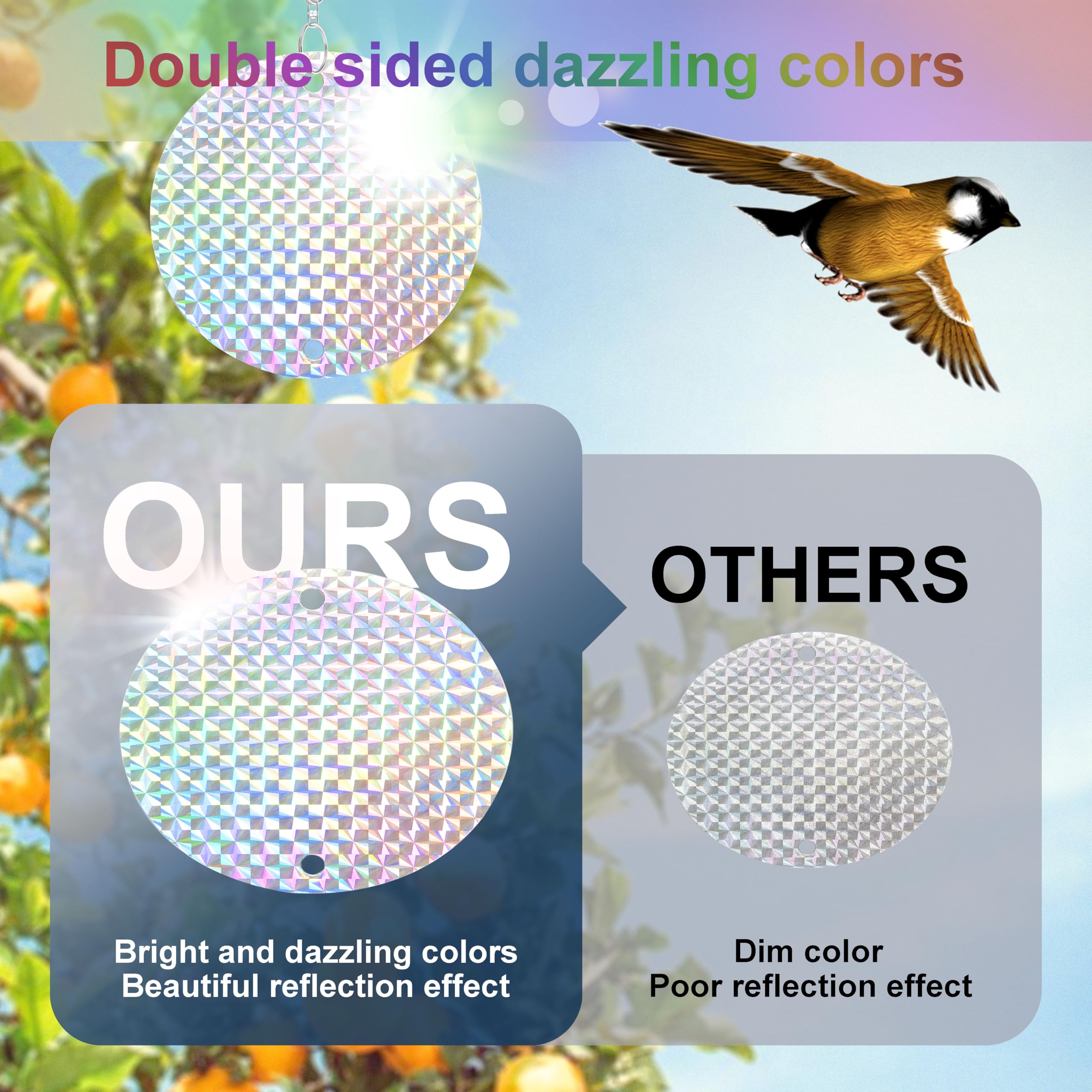 10Pcs Pigeon Deterrent Bird Scarers For Gardens Reflective Discs + Bird Deterrent Rods Set Keep Birds Away From Your Home,Garden,Patio (5 Rods +5 Strings Discs(Laser reflection)) - Image 4