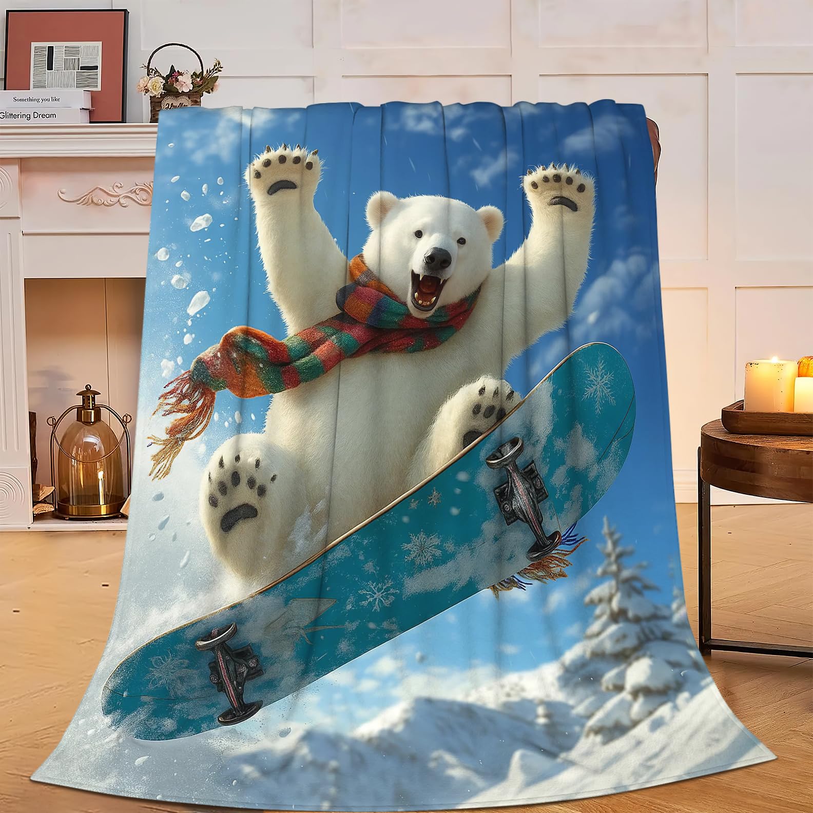 Couverture ours polaire pour enfant et adulte idéale pour réchauffer les soirées d'hiver cocooning