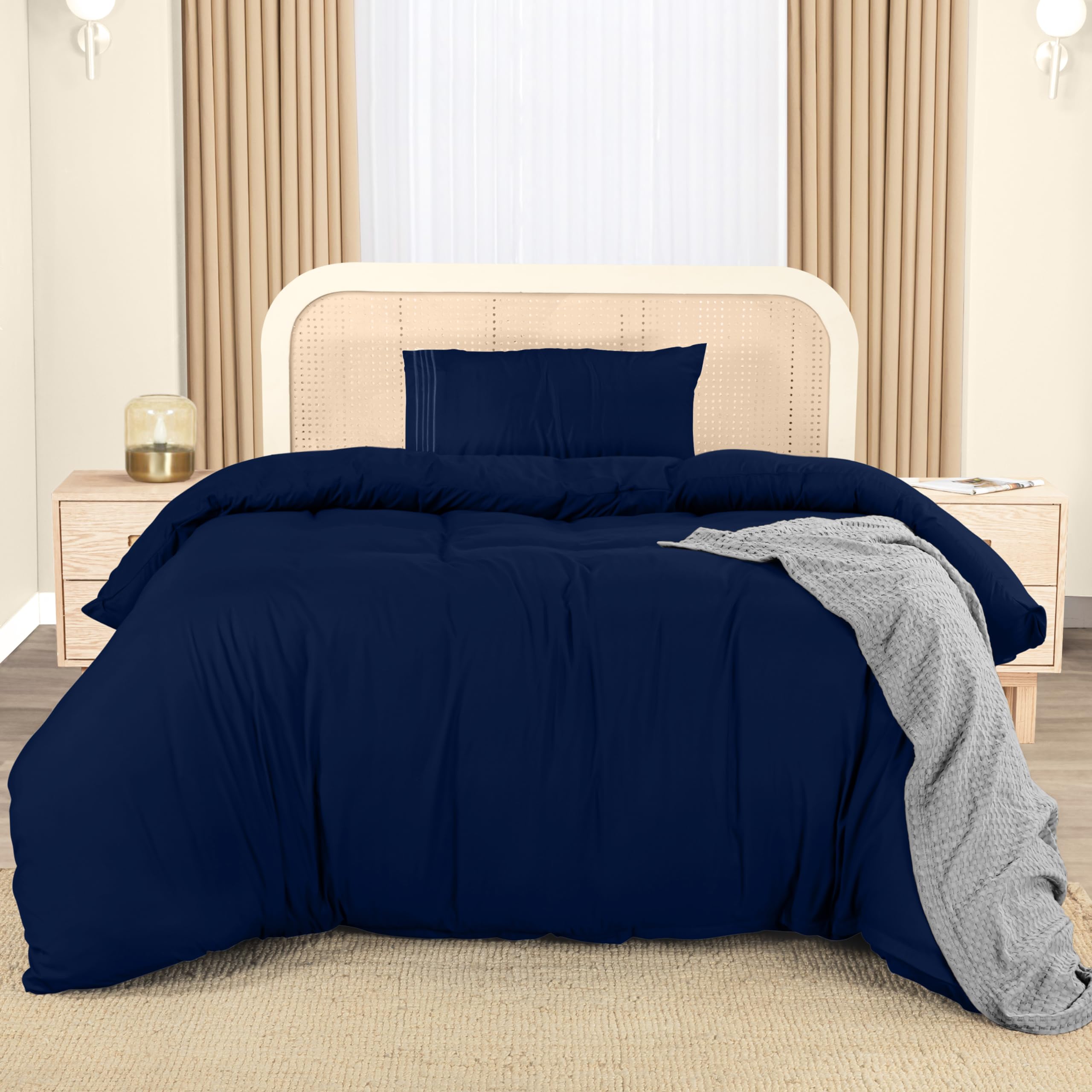 Utopia Bedding Duvet Cover - Pack of 10 - Single Duvet Cover Set with Embroidered Pillowcase - Soft Microfibre Polyester Bedding (Navy)