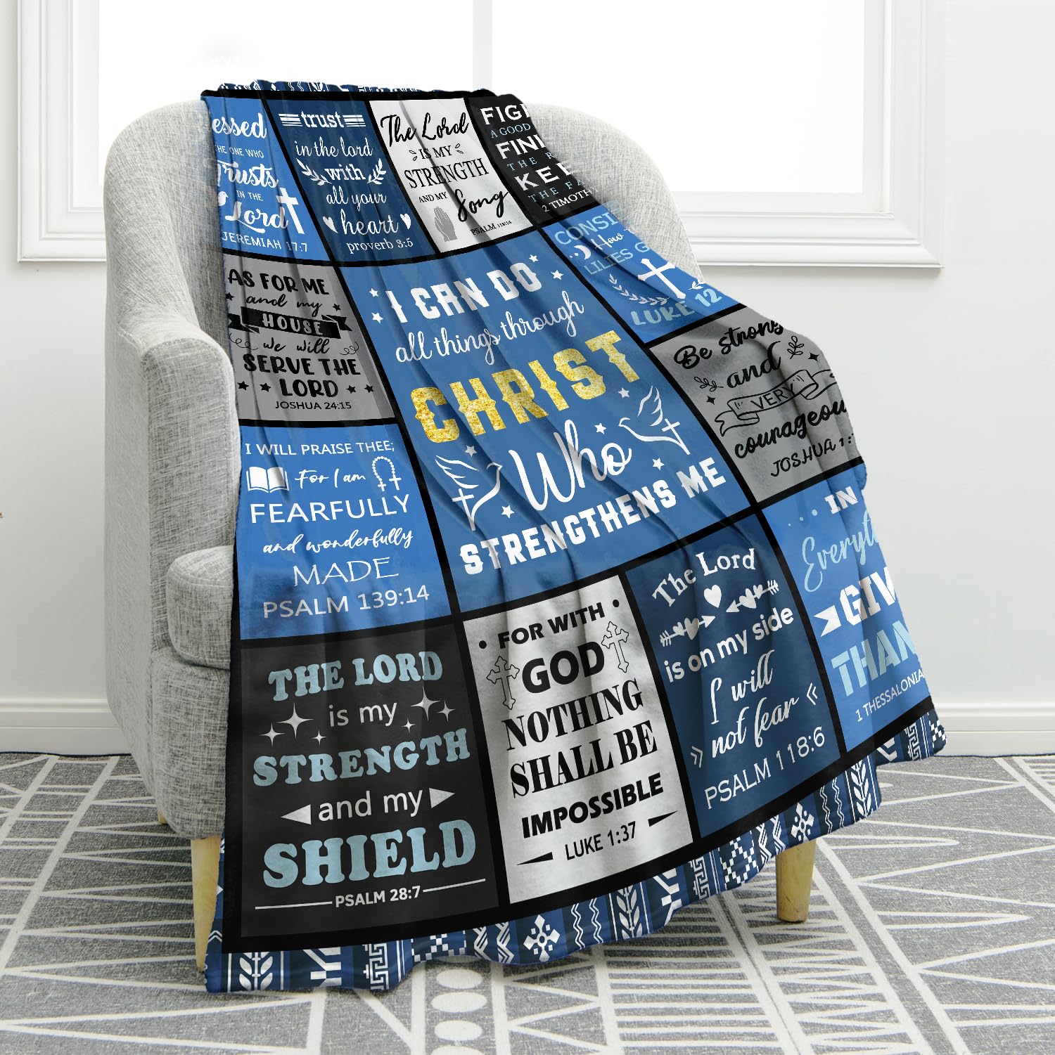 Jekeno Christian Birthday Gifts for Women Blanket, Inspirational Gifts for Woman, Catholic Spiritual Religious Gifts for Best Friend, Sister, Mom, Daughter, Baptism Confirmation Gifts, 50'' x 60''