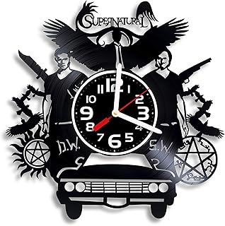 Supernatural art vinyl wall clock, Supernatural dog design gift for any occasion, Christmas, Valentine's Day, Birthday, Holiday, Housewarming Present