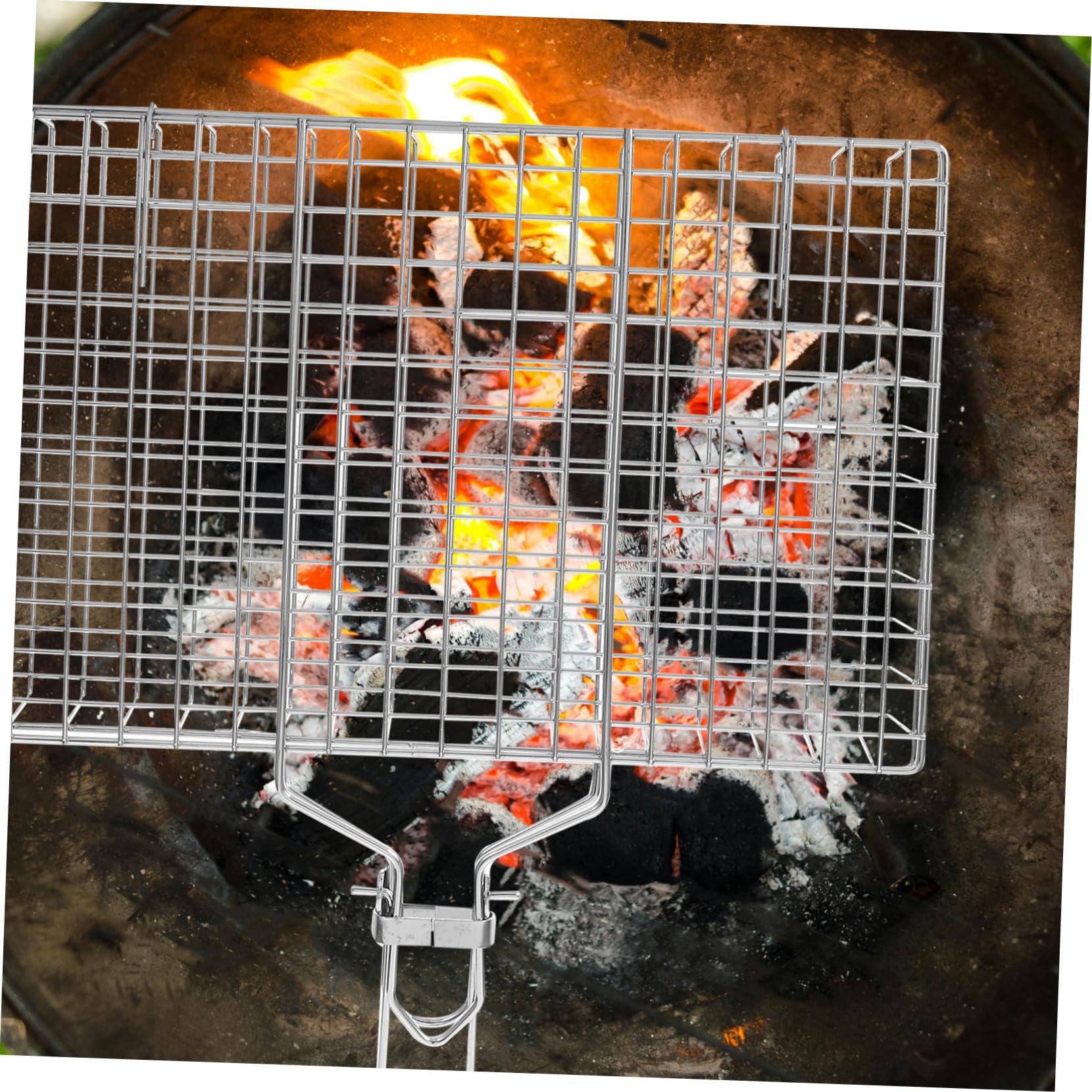 Barbacoa Portátil con Mango Desmontable Utensilio para Asar Pescado y Carne Picnics y Campings Inoxidable Resistente y de Limpiar