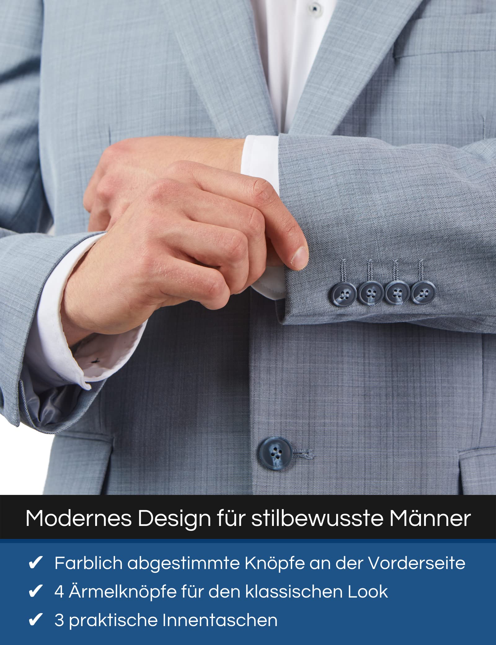 Mill&Tailor Herren Anzug in Grau I Modern & sportlich I Sakko & Anzughose I 2-teiliger Anzug für Männer I Übergrößen gerechte Passform