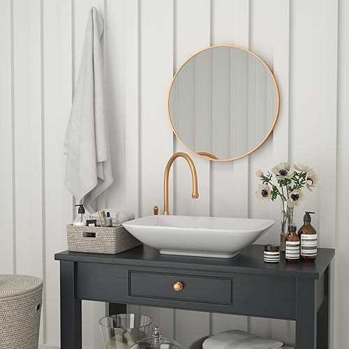 Miniatura 3 de Espejo de pared redondo con marco de metal dorado de 24 pulgadas, espejo grande para baño, tocador, entrada, comedor y sala de estar