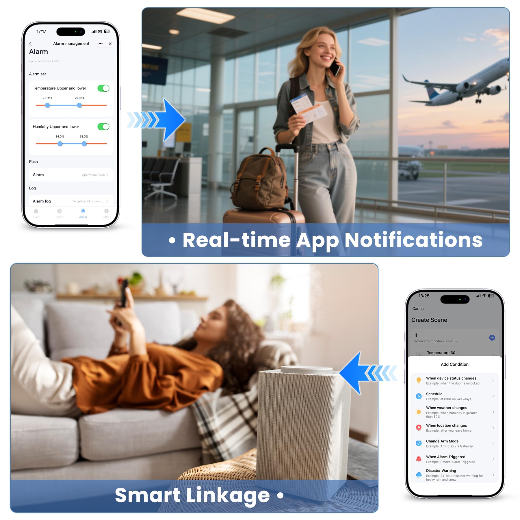 Termometro e igrometro WiFi, sensore di temperatura intelligente di umidità con notifica app, esportazione di archiviazione dati gratuita, monitor remoto wireless per serre, incubatrice e