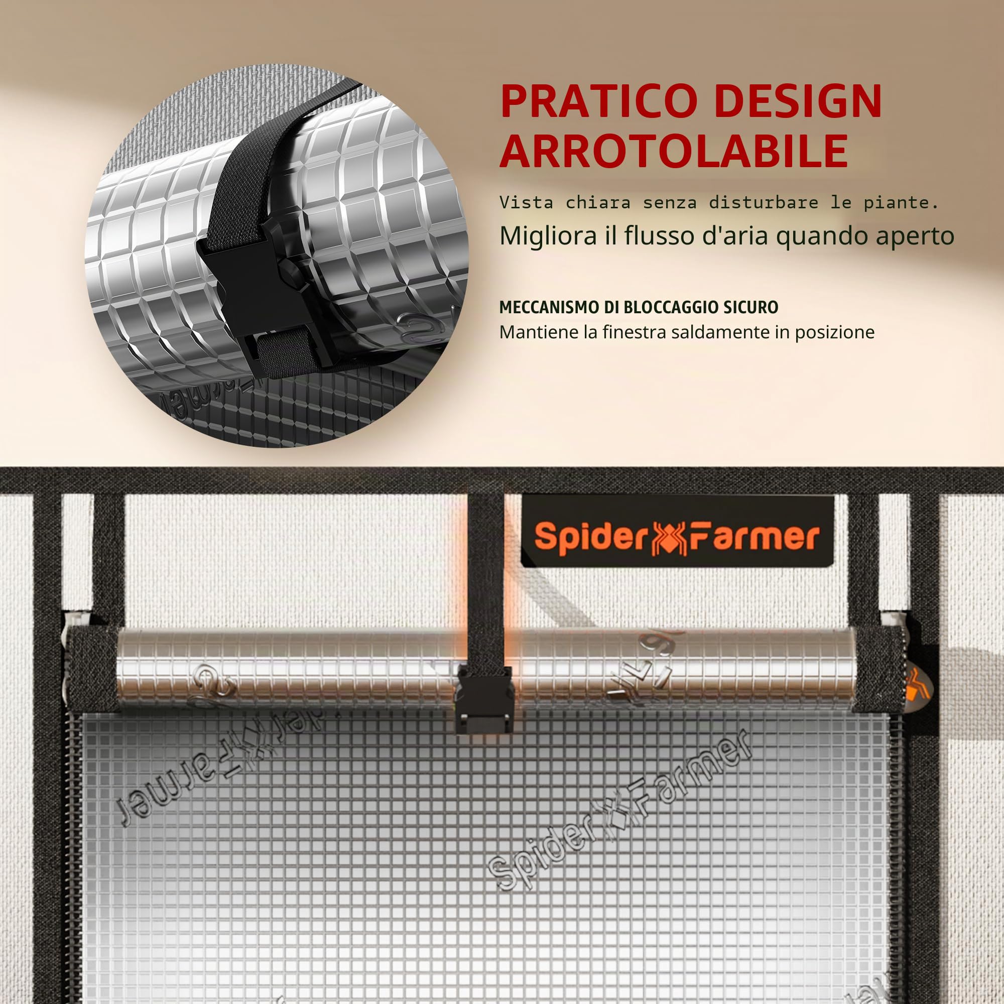 Spider Farmer Piccola tenda per aerogard, 60 x 40 x 50 cm, con porta roll-up, lamiera di fondo rimovibile, tessuto mylar 2000D, per sistema di coltivazione idroponica SmartG12