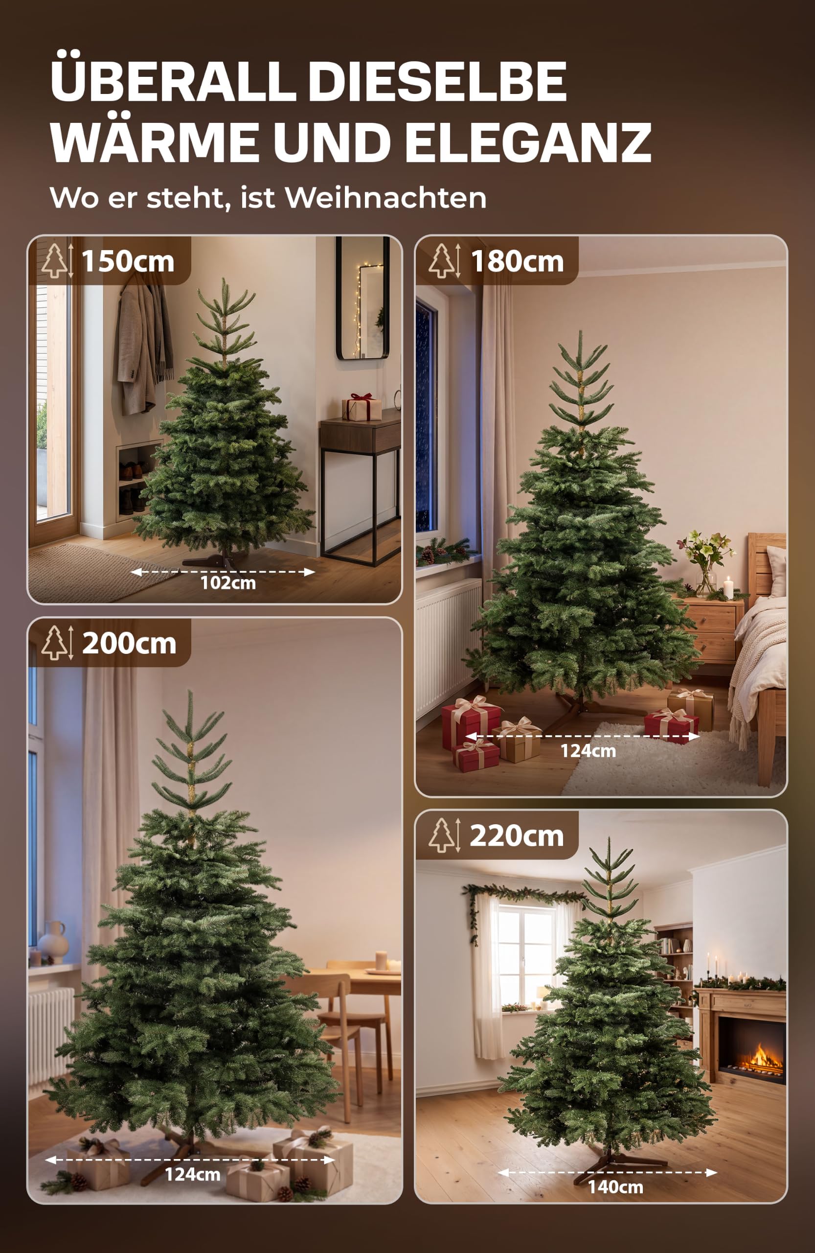 4smile Weihnachtsbaum künstlich 180 cm – Nordmanntanne, TESTSIEGER 91/100