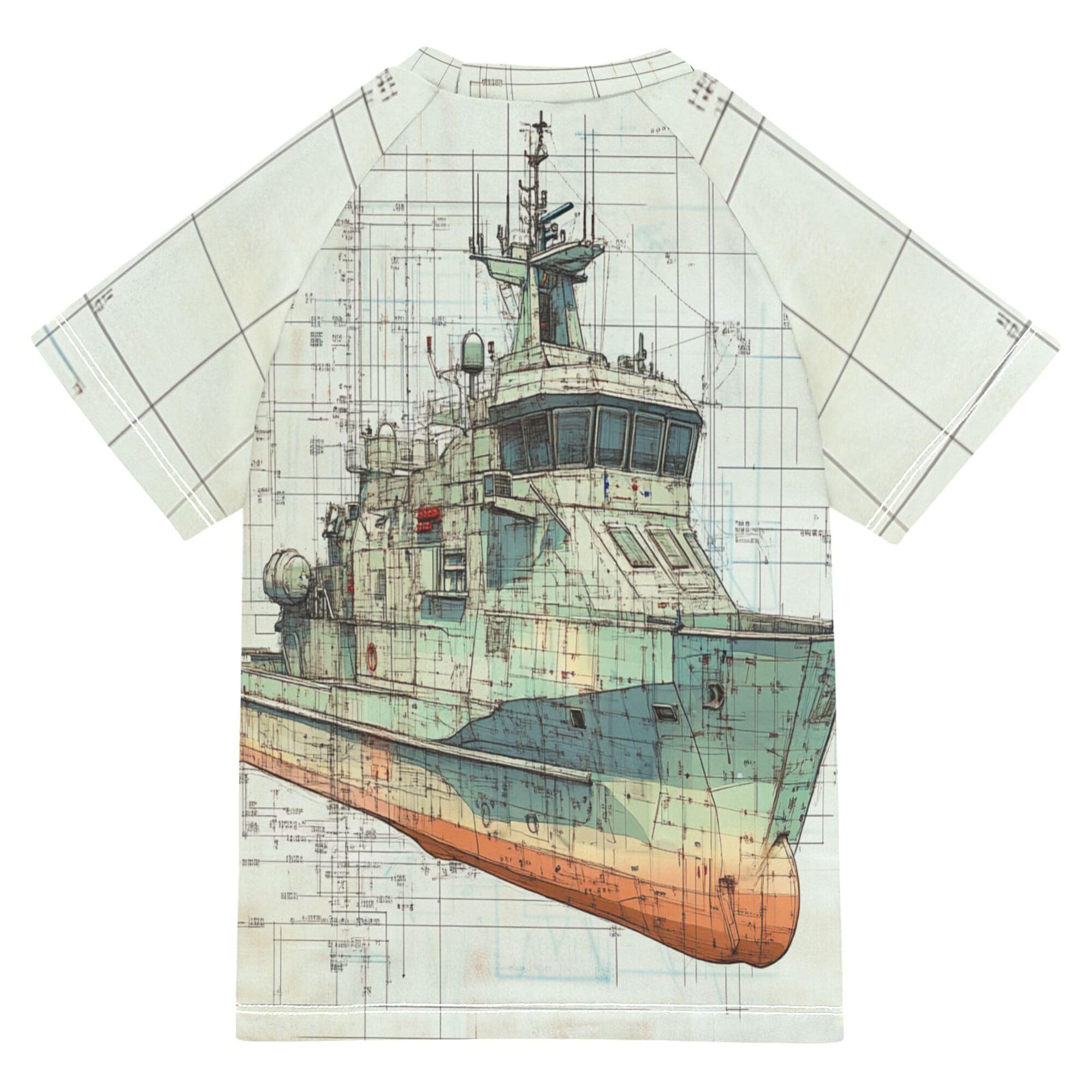 Naval Vessels on Desert Road Bathing Suit Girls UV Protection Baseball Shirts Swimwear Beach Tops 3T