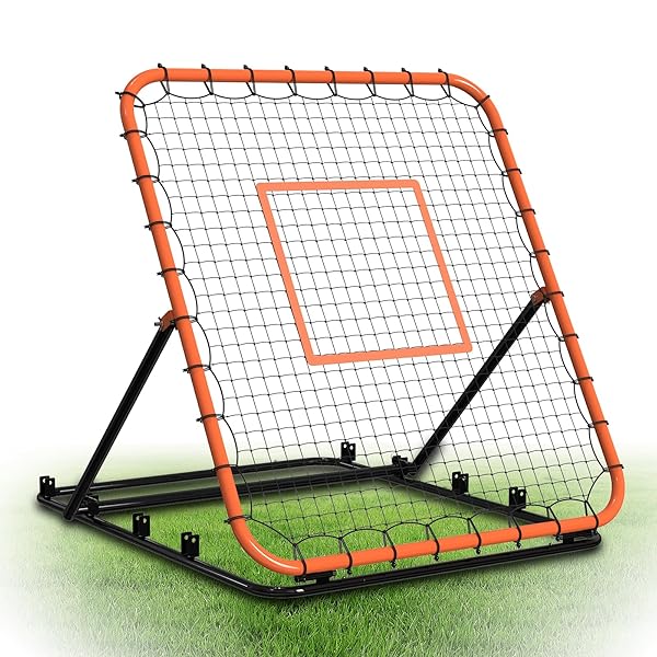 Baseball Rebounder Net, Portable Bounce Back Trainer for Baseball & Softball with 4 Adjustable Return Angles, 4 x 4.5 ft Practice Tool for All Skill Levels