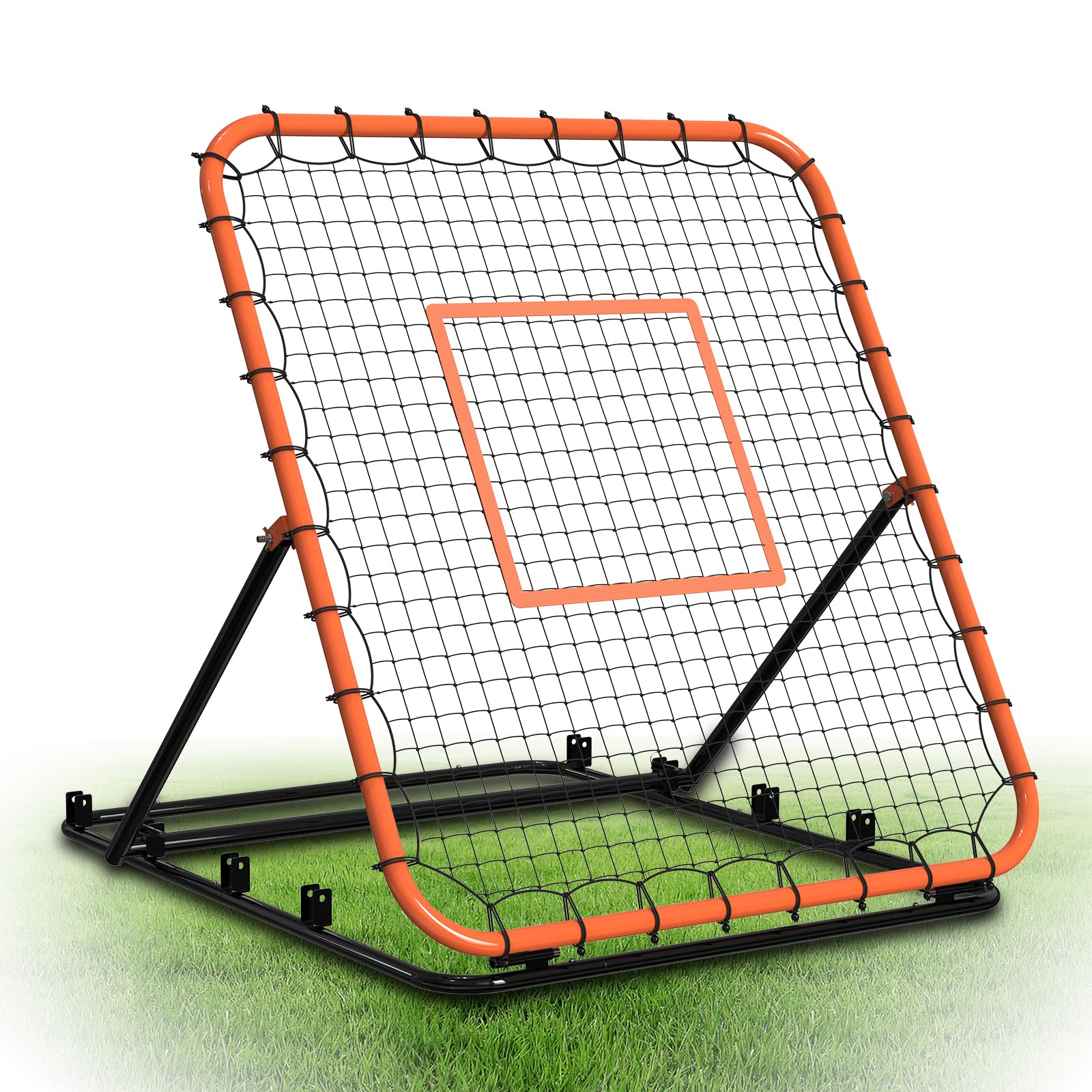 Photo 1 of Baseball Rebounder Net, Portable Bounce Back Trainer for Baseball & Softball with 4 Adjustable Return Angles, 4 x 4.5 ft Practice Tool for All Skill Levels,Orange