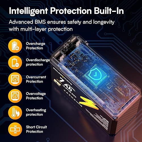 Miniatura 6 de GOLDENMATE Batería de ciclo profundo LiFePO4 de litio de 12 V 7 Ah, más de 5000 ciclos, batería de fosfato de hierro de litio impermeable IP67, BMS
