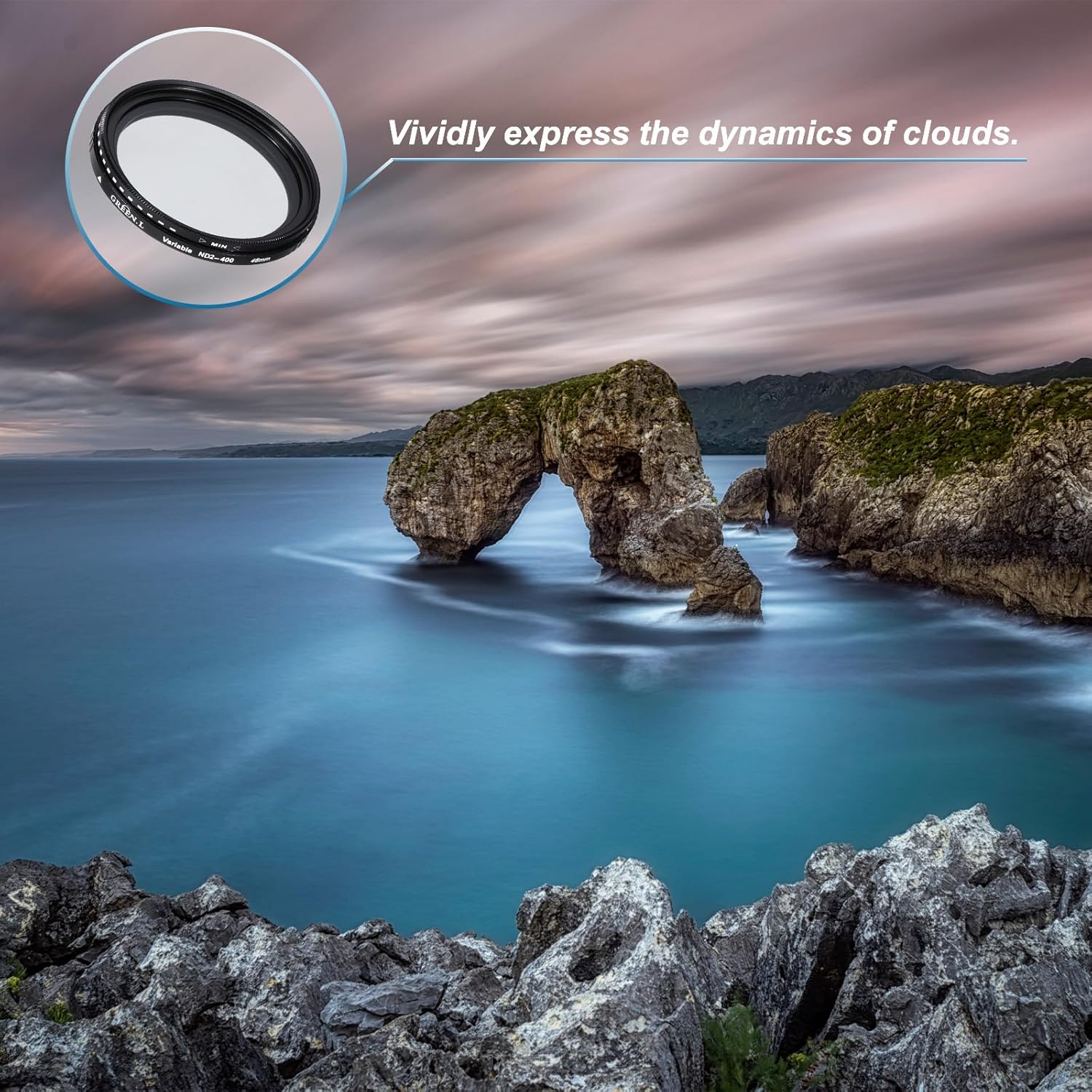MECCANIXITY ND2-400 Lens Filter Variable Neutral Density Lens Filter 43mm Circular ND Filter Grayscale Filter for Camera Photography Lens
