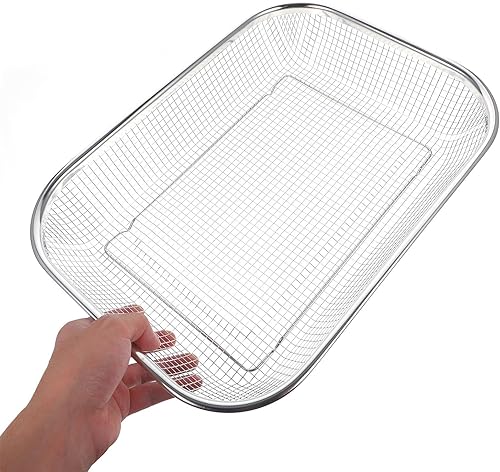 Miniatura 4 de Yardwe Cesta de colador de acero inoxidable, cesta de malla rectangular para frutas y verduras, herramienta de utensilios de cocina