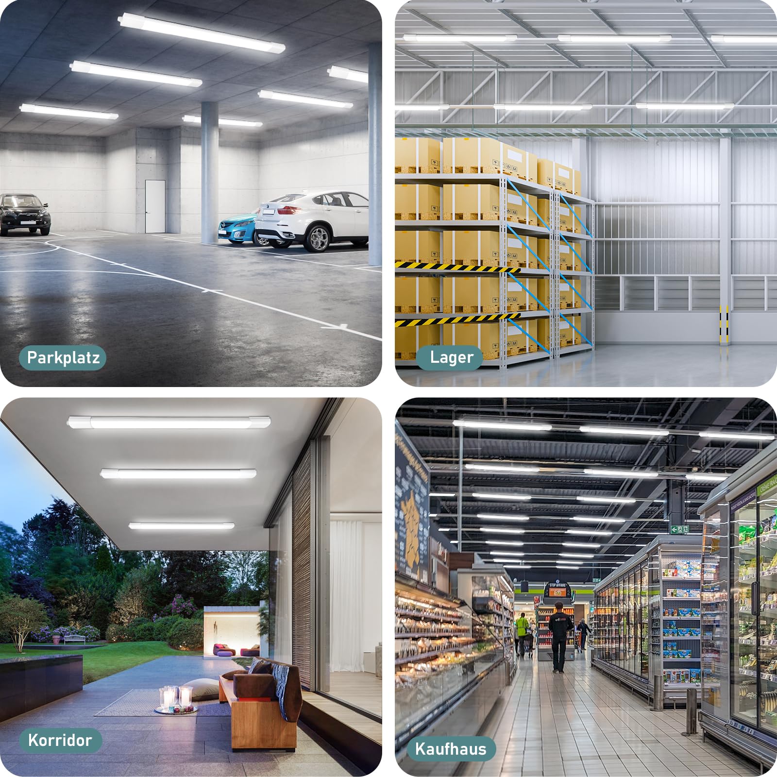 Feuchtraumleuchte LED 120CM, 36W 4000LM LED Deckenleuchte 4000K Neutralweiß, Lampe Feuchtraumlampe IP65, Röhre 120CM als Wannenleuchte, Schlafzimmerlampe, Badezimmer Lampe, Garagenlampe