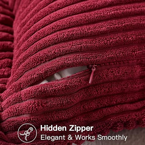 Miniatura 5 de OTOSTAR Juego de 2 fundas de almohada de pana con empalme, súper suaves, estilo bohemio, a rayas, decorativas, con textura, para sofá, cama, sala de