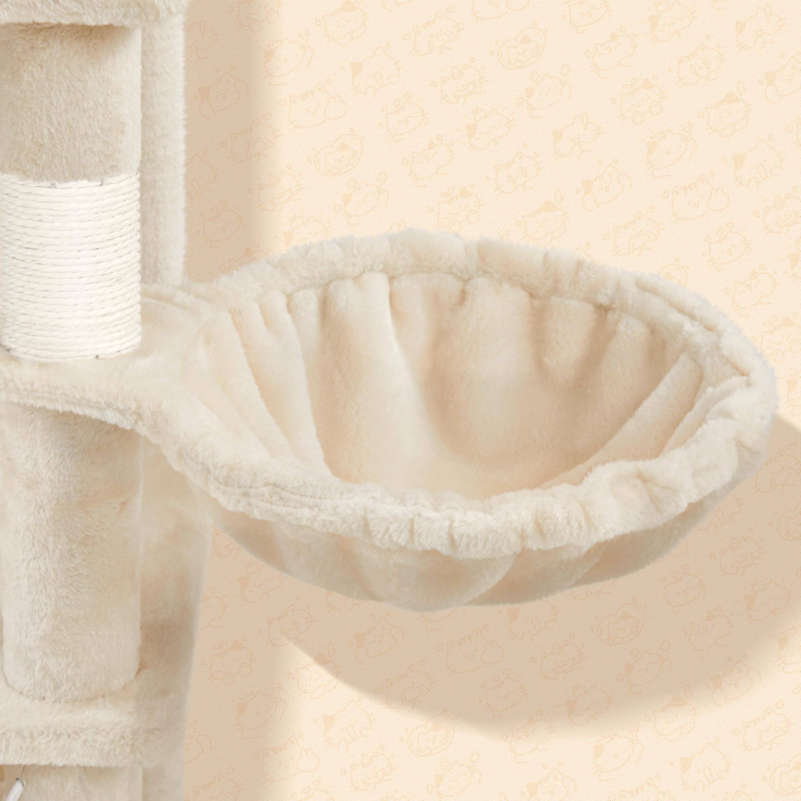 Abician Grand Arbre à Chat XXL 174.5cm, en Sisal, Tour pour Chats à Grimper avec 2 Cachettes/3 Plateformes/2 Paniers/Hamac, pour Chats Gros, Beige