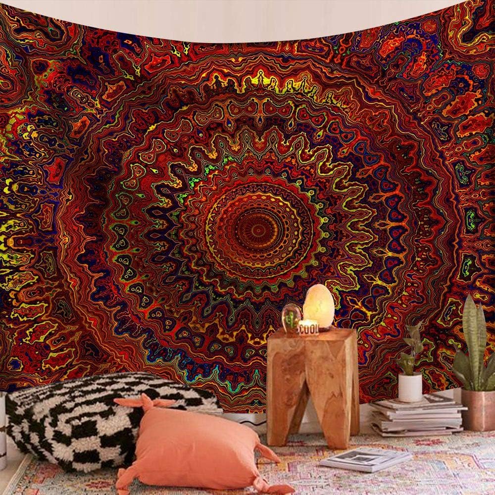 FENDROM Cool Colorful Mandal Tapestry Popular Handicrafts Indian hippie Bohemian Wall Hanging Psychedelic Floral Mandala Wall Art For College Dorm Beach Throws Table Cloth Bedding Tapestry