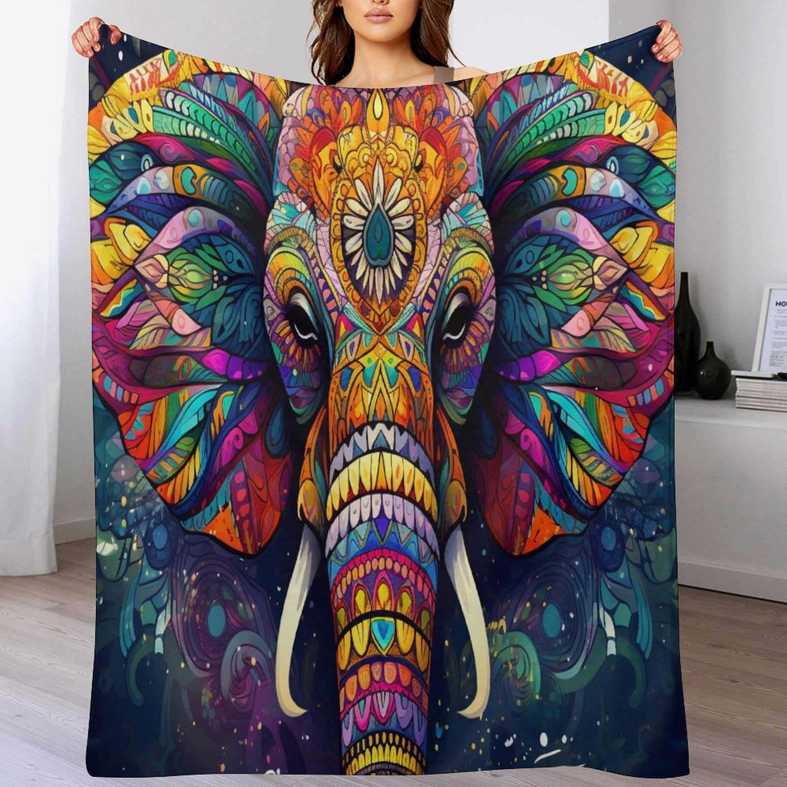 Couverture éléphant en polaire flannel légère contre le froid sur le lit ou le canapé